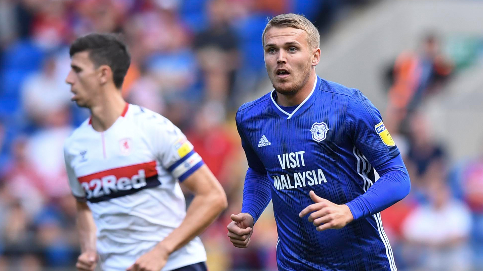 Danny Ward in action against Middlesbrough...