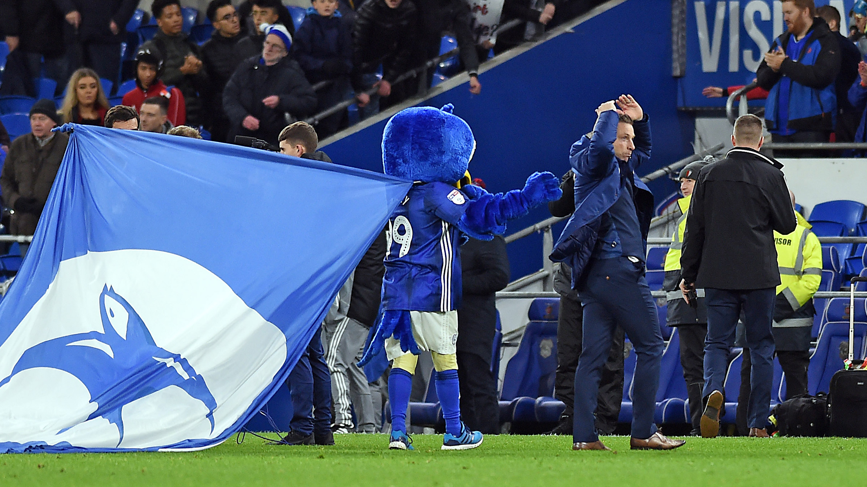 Neil Harris celebrates after City's win over Stoke...