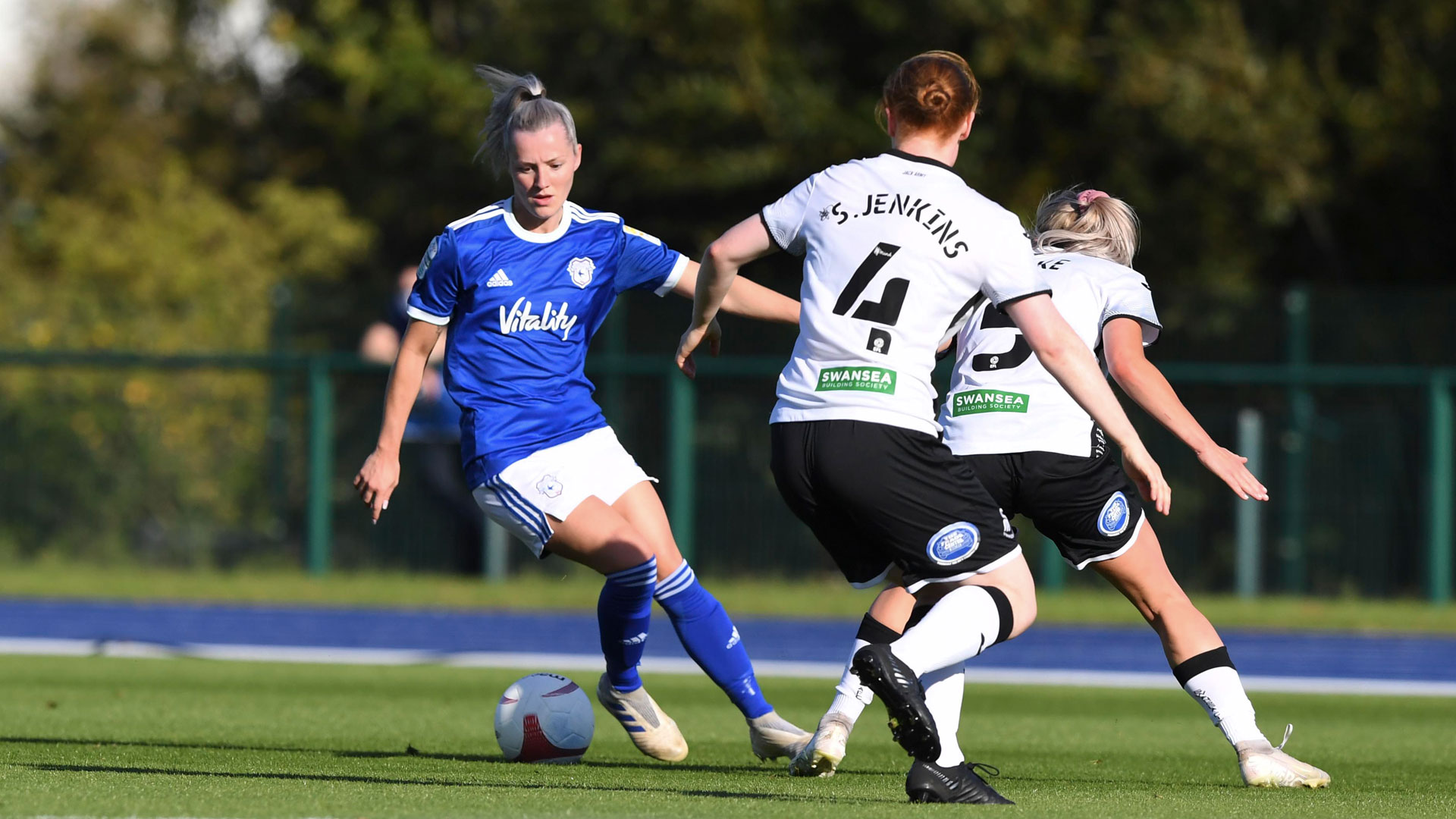 Danielle Green in action for the Bluebirds against Swansea...
