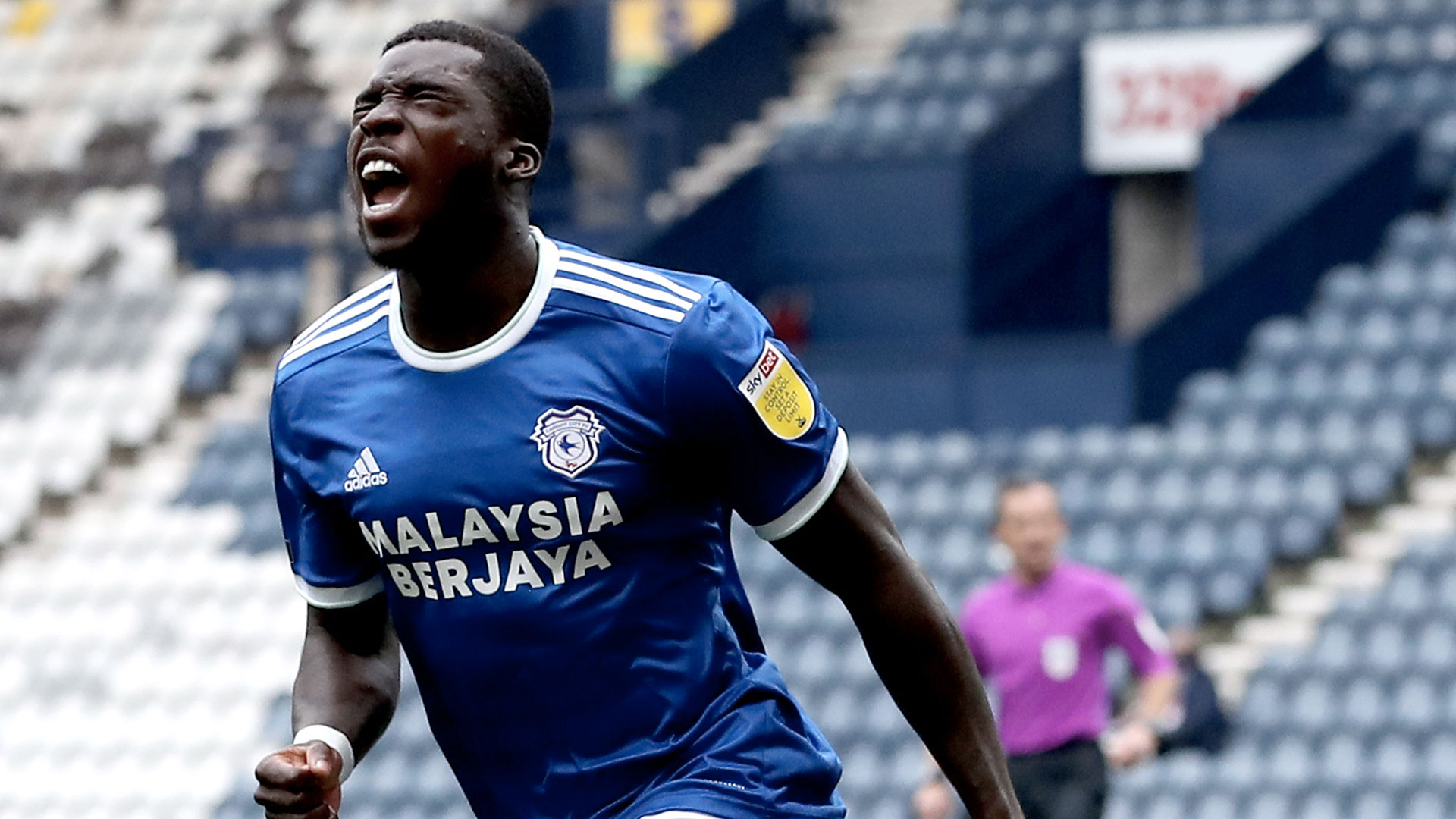 Sheyi Ojo celebrates after netting against Preston...