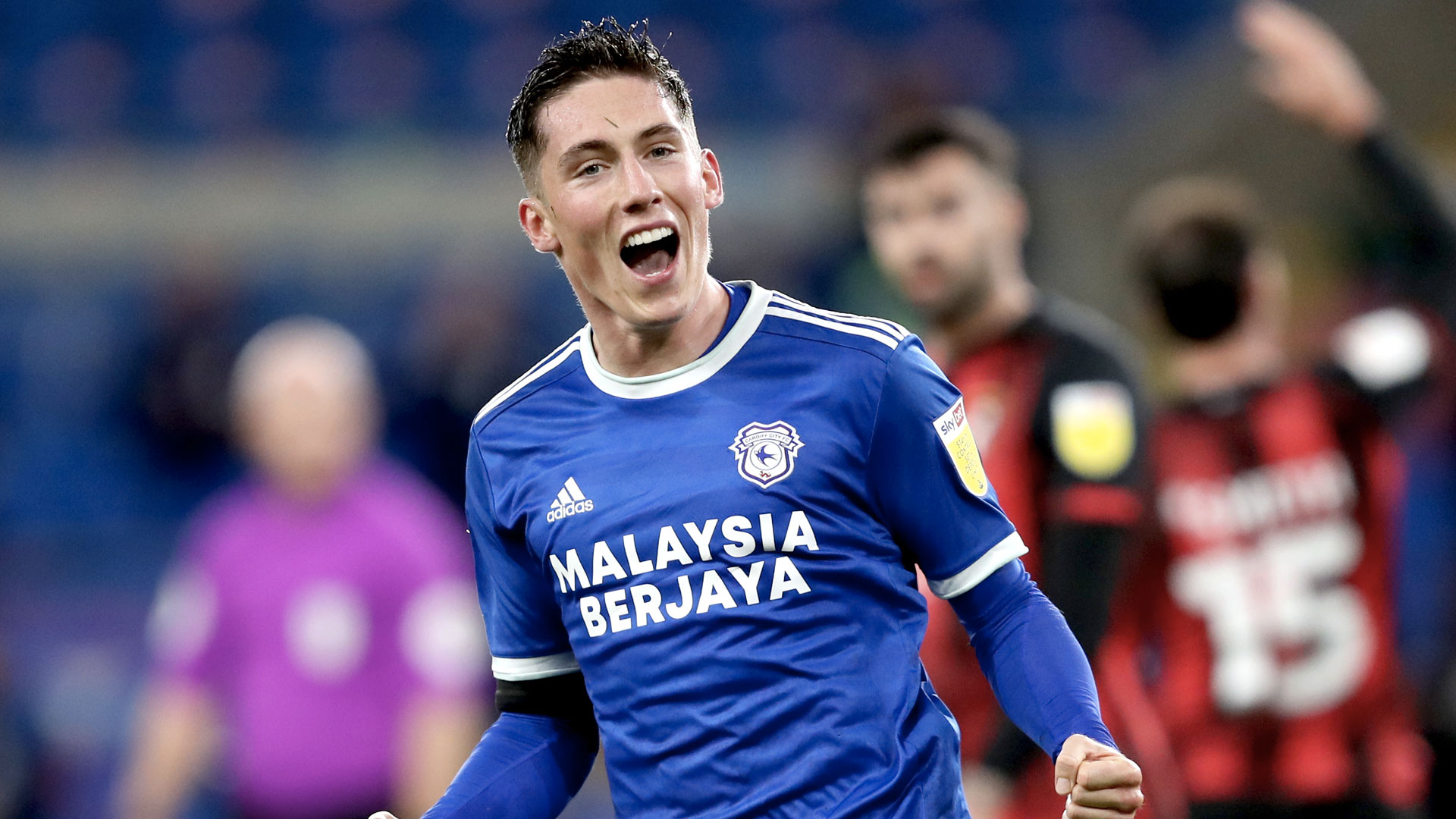 Harry Wilson celebrates his first City goal...