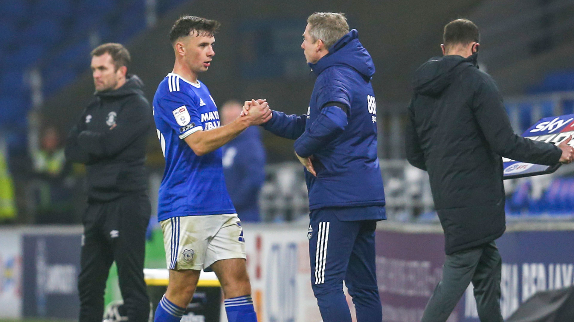 City boss Neil Harris with striker Mark Harris...