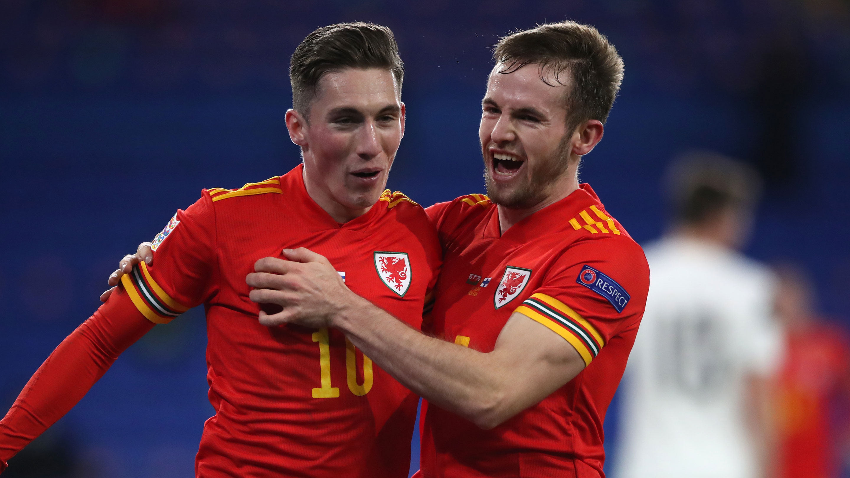 Rhys Norrington-Davies with City's Harry Wilson on international duty...