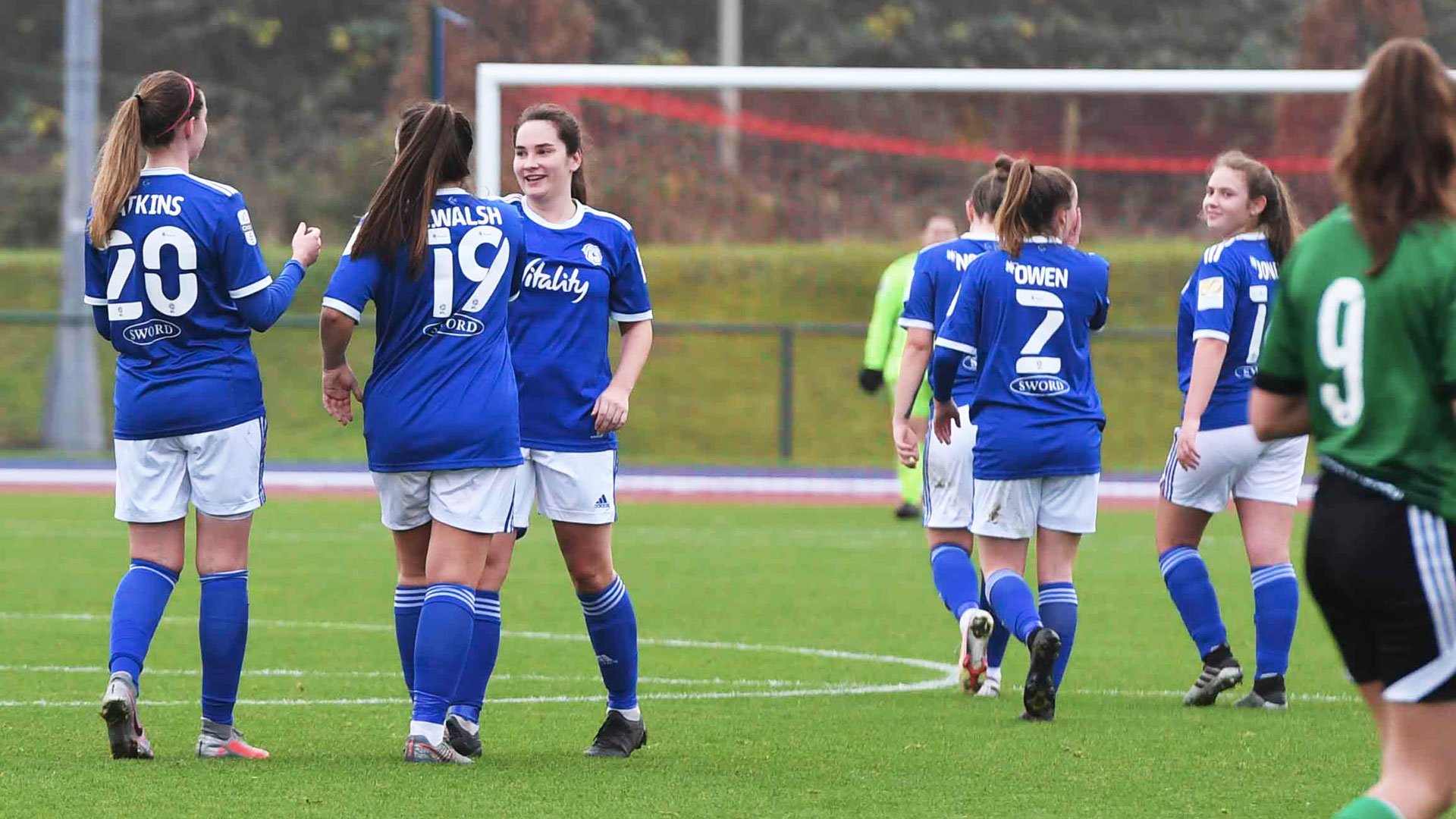 City's Siobhan Walsh celebrates after her goal against Aberystwyth...