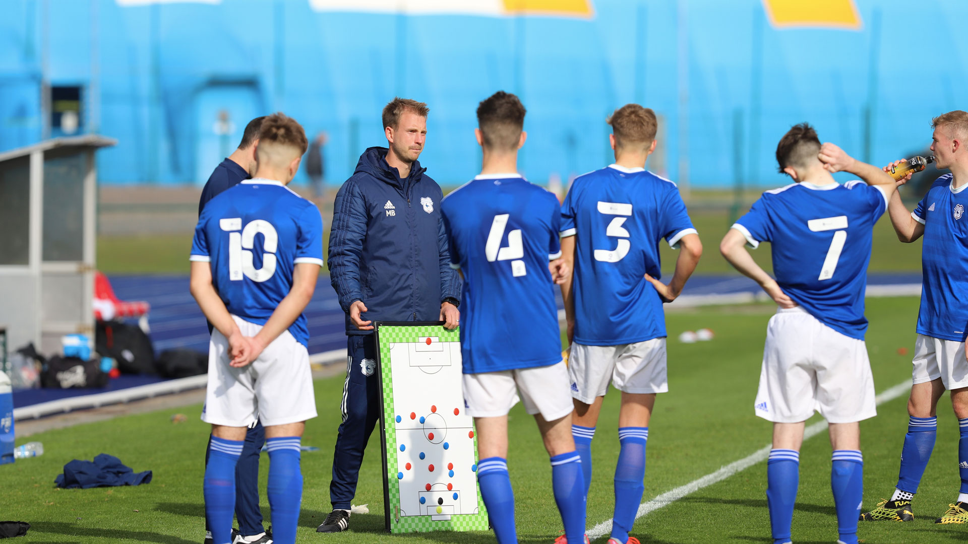 City U18 coach Matthew Bloxham...