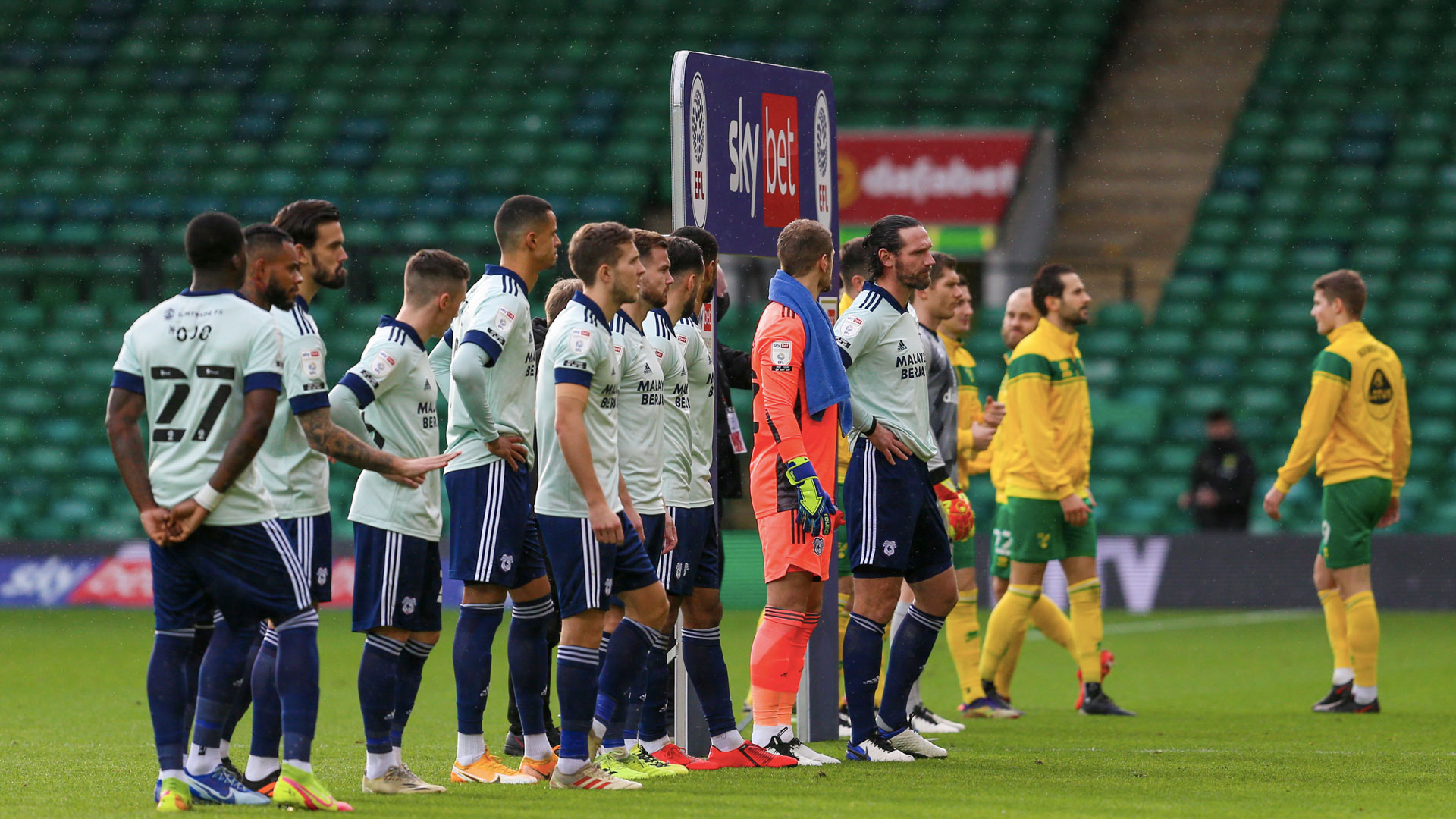 The Bluebirds and Norwich City line-up at Carrow Road...