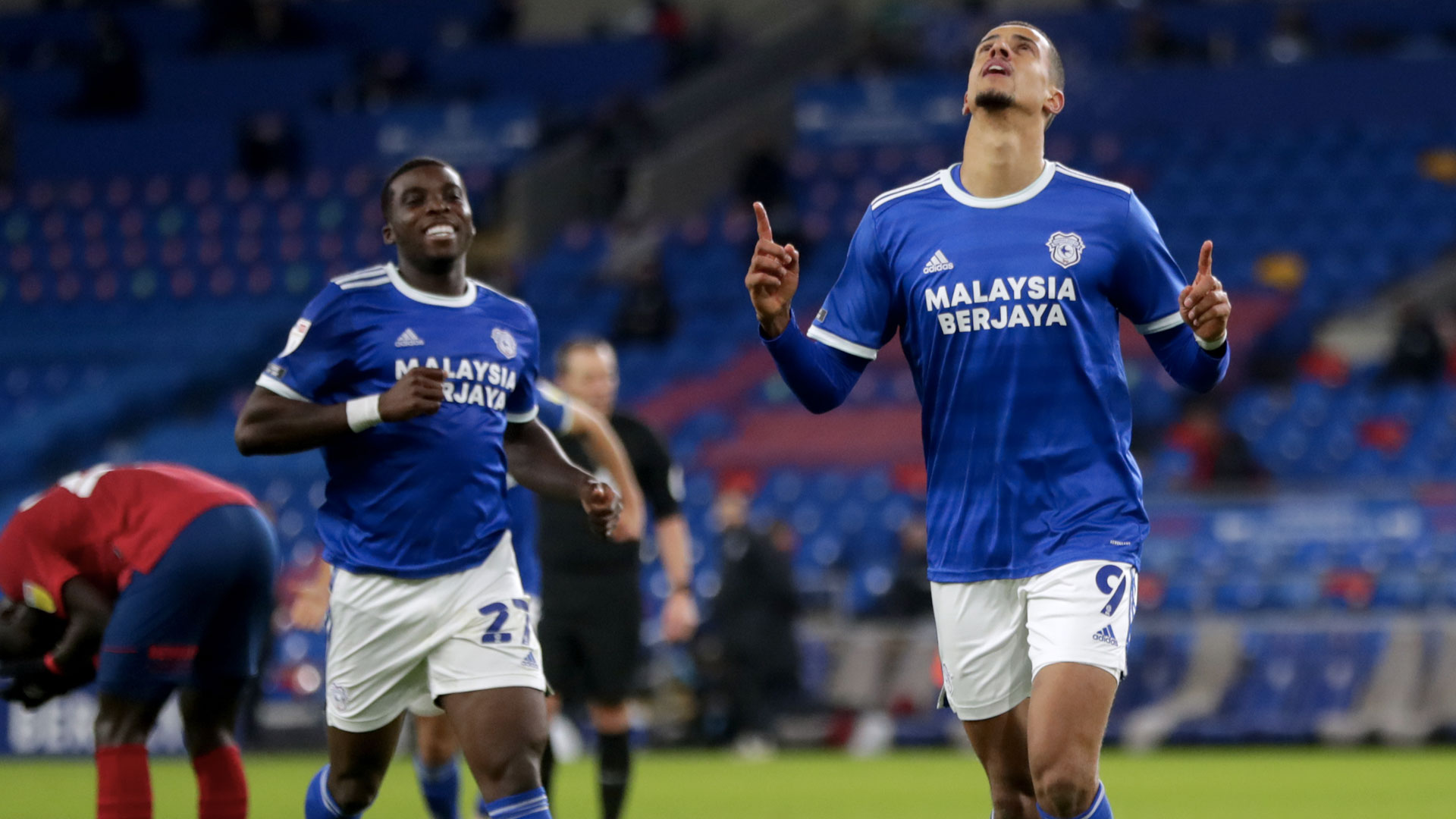 Robert Glatzel celebrates after scoring against Huddersfield Town...