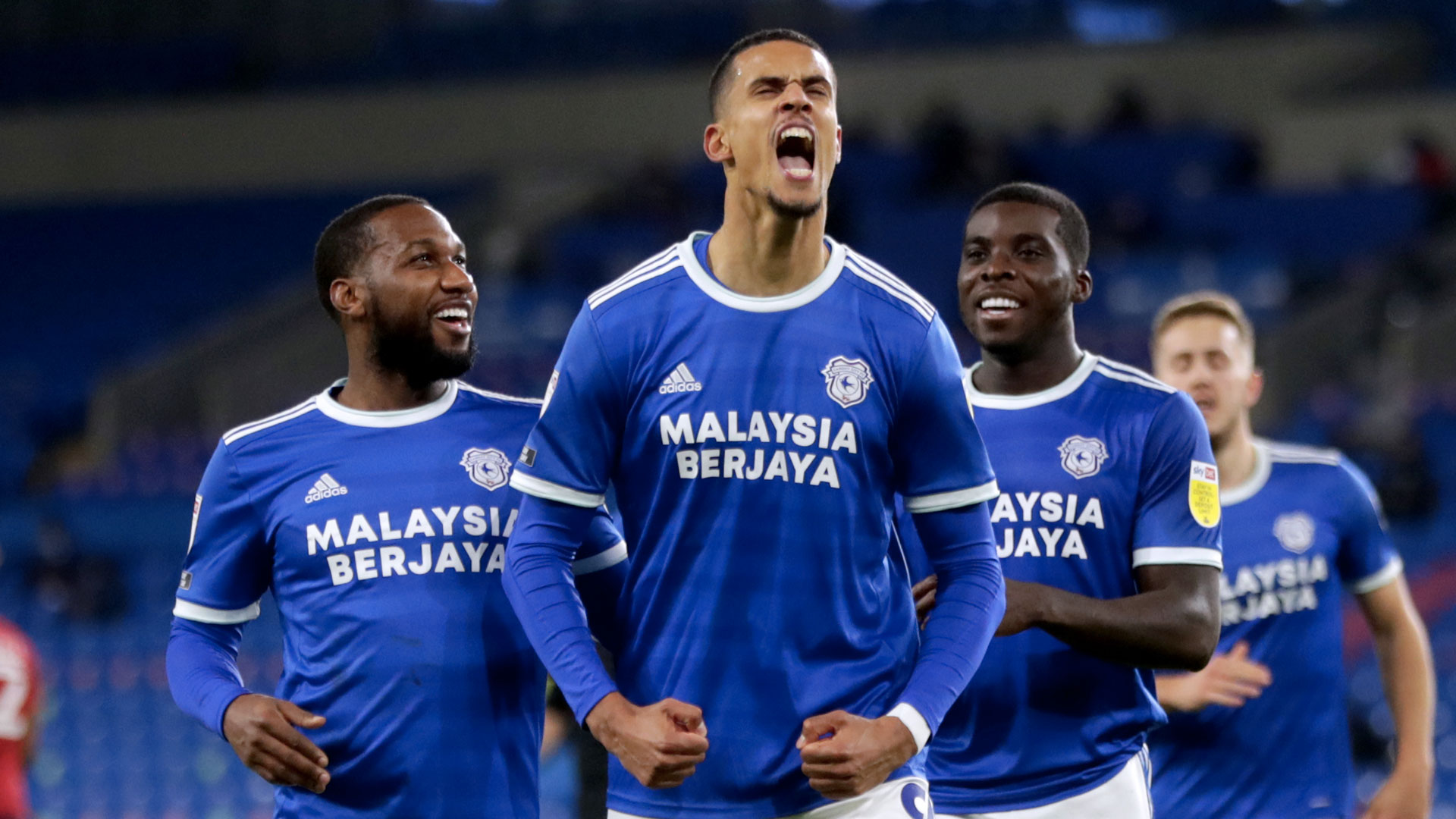 Robert Glatzel celebrates after scoring against Huddersfield Town...