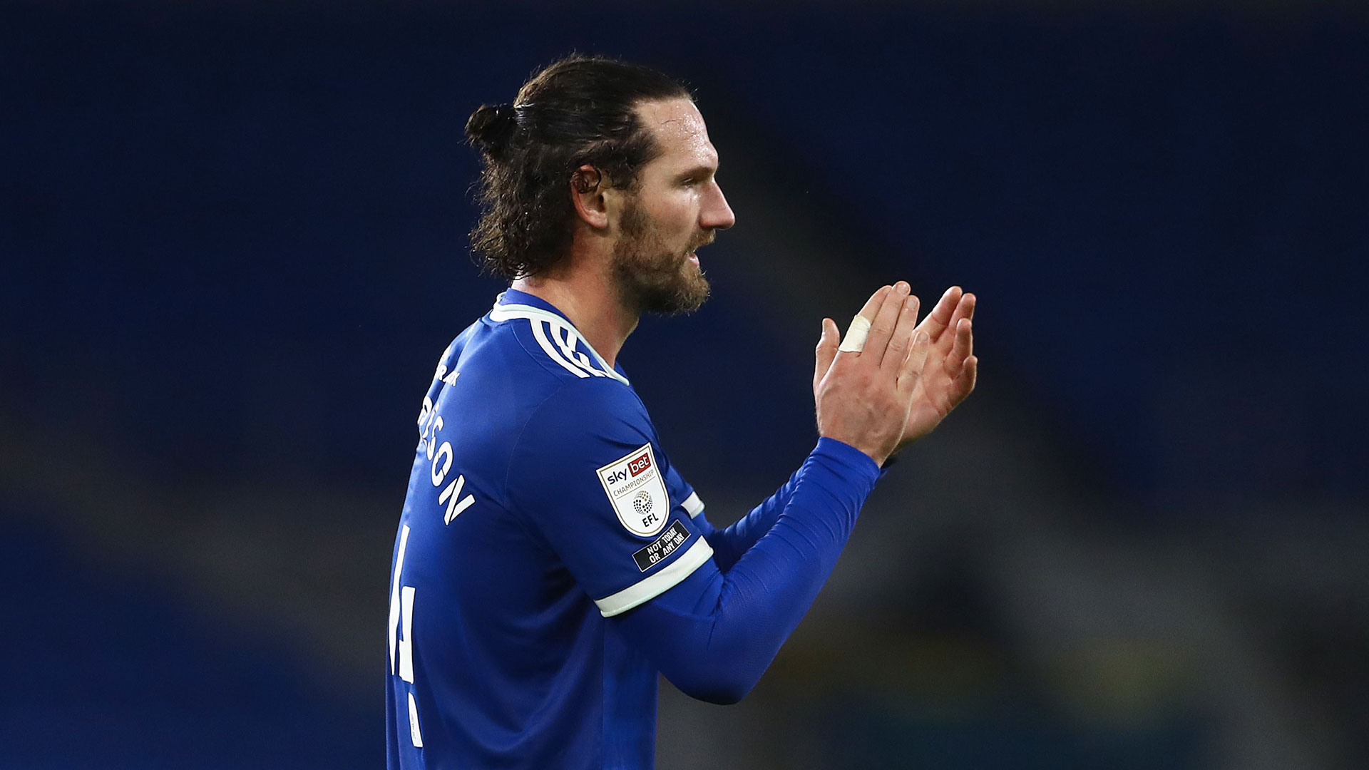 Sean Morrison applauds after the victory over Birmingham City...