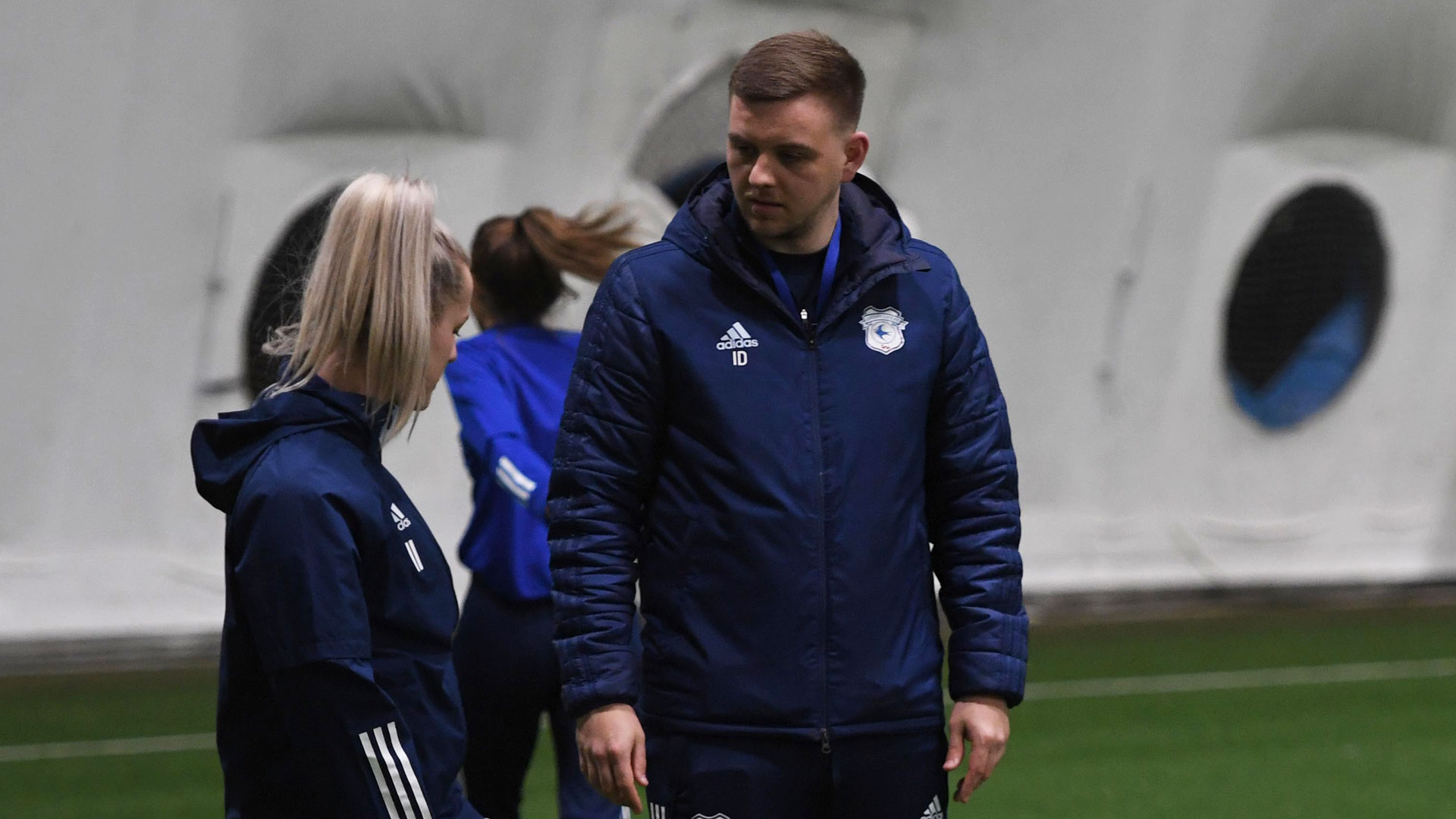 Iain Darbyshire - head coach of Cardiff City FC Women in training...