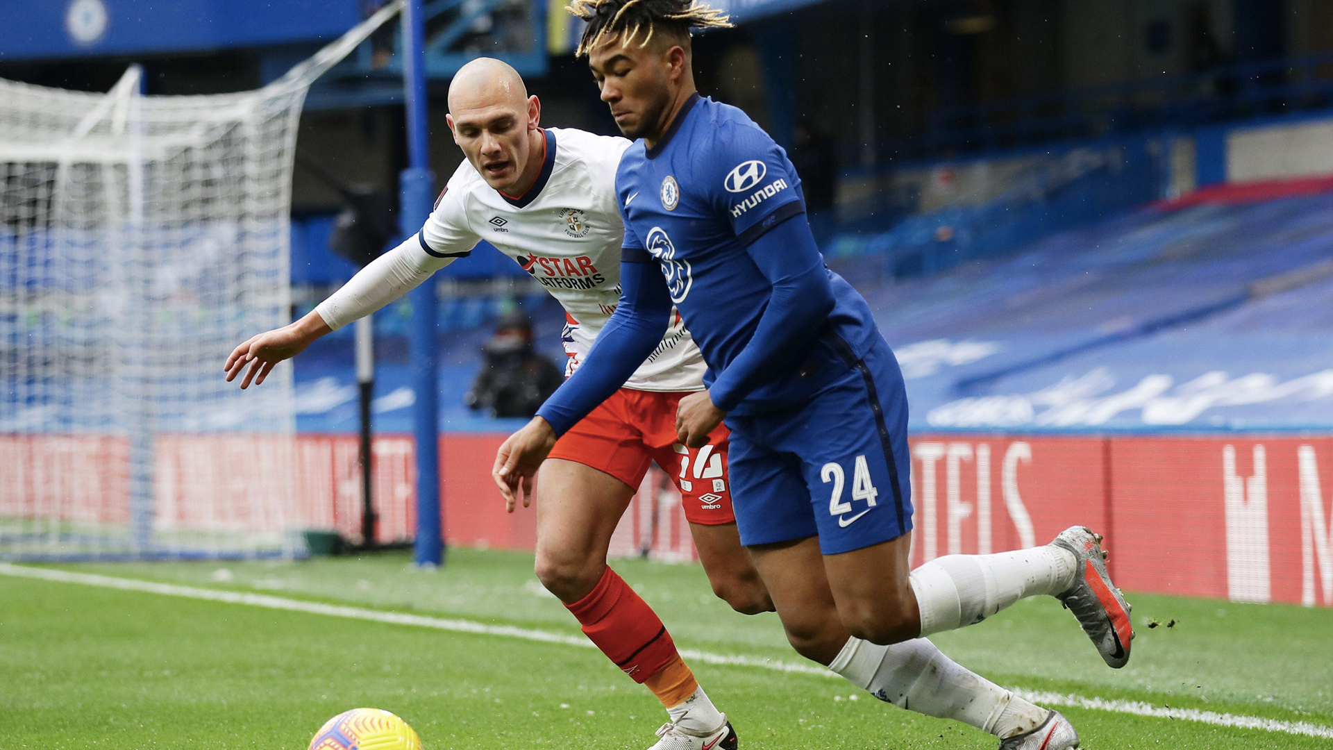 Luton Town's Kai Naismith in action in the Emirates FA Cup...