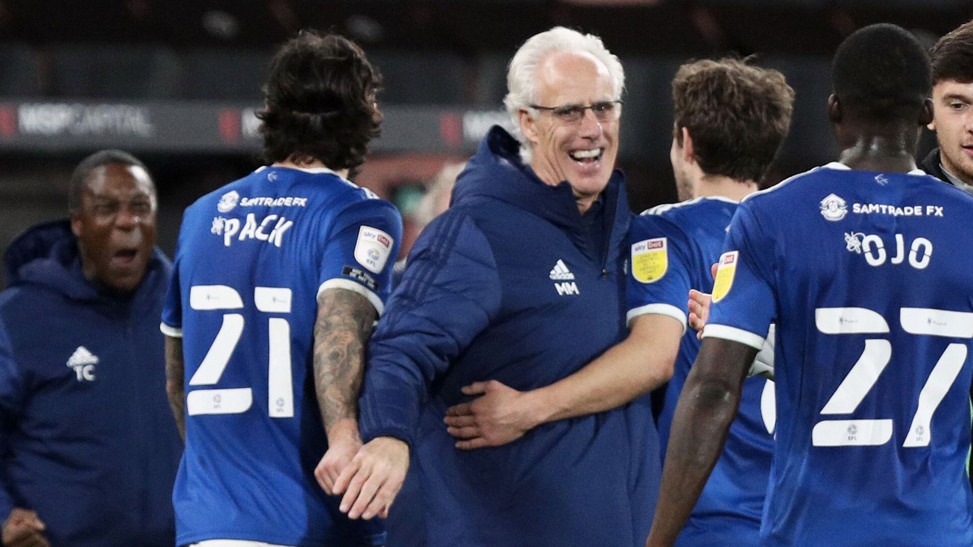 Mick & TC thank their players after the win over AFC Bournemouth...