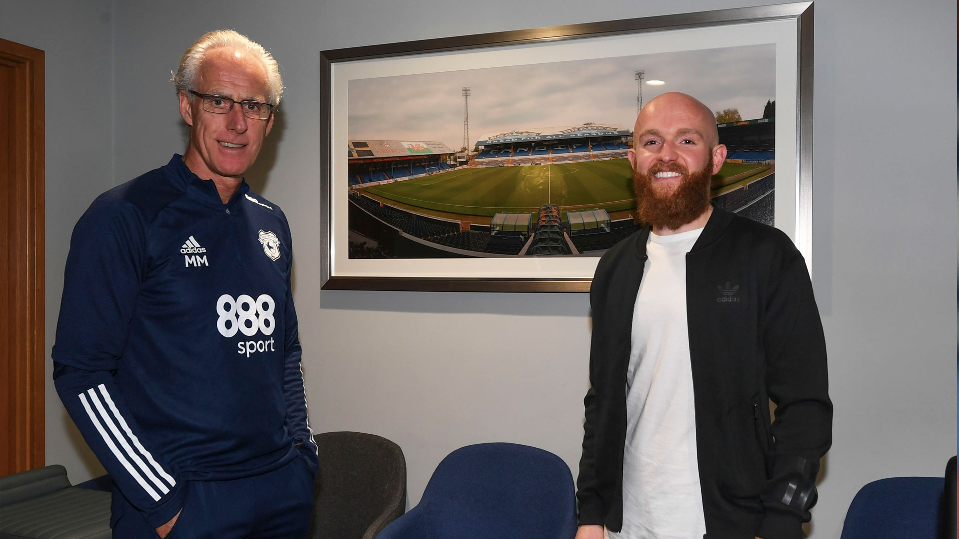 Mick McCarthy with new Bluebird Jonny Williams...