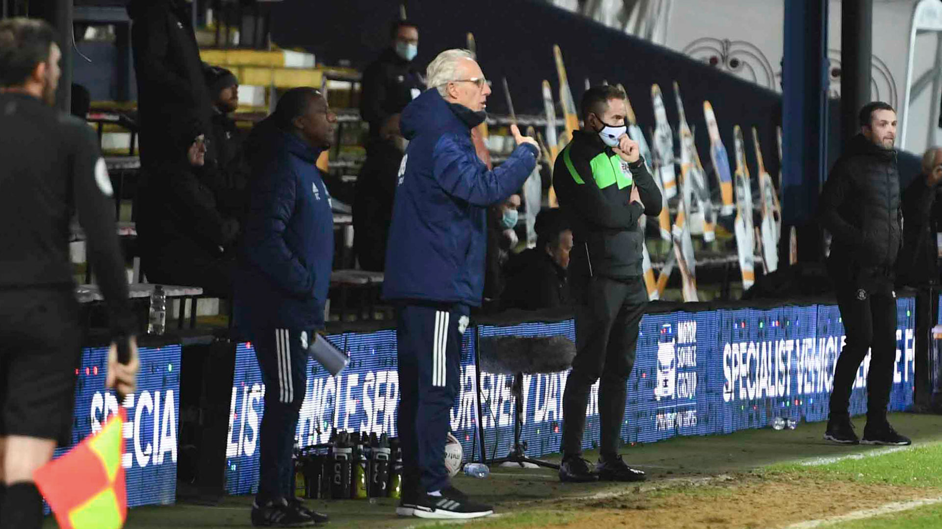 Mick McCarthy on the touchline at Kenilworth Road...