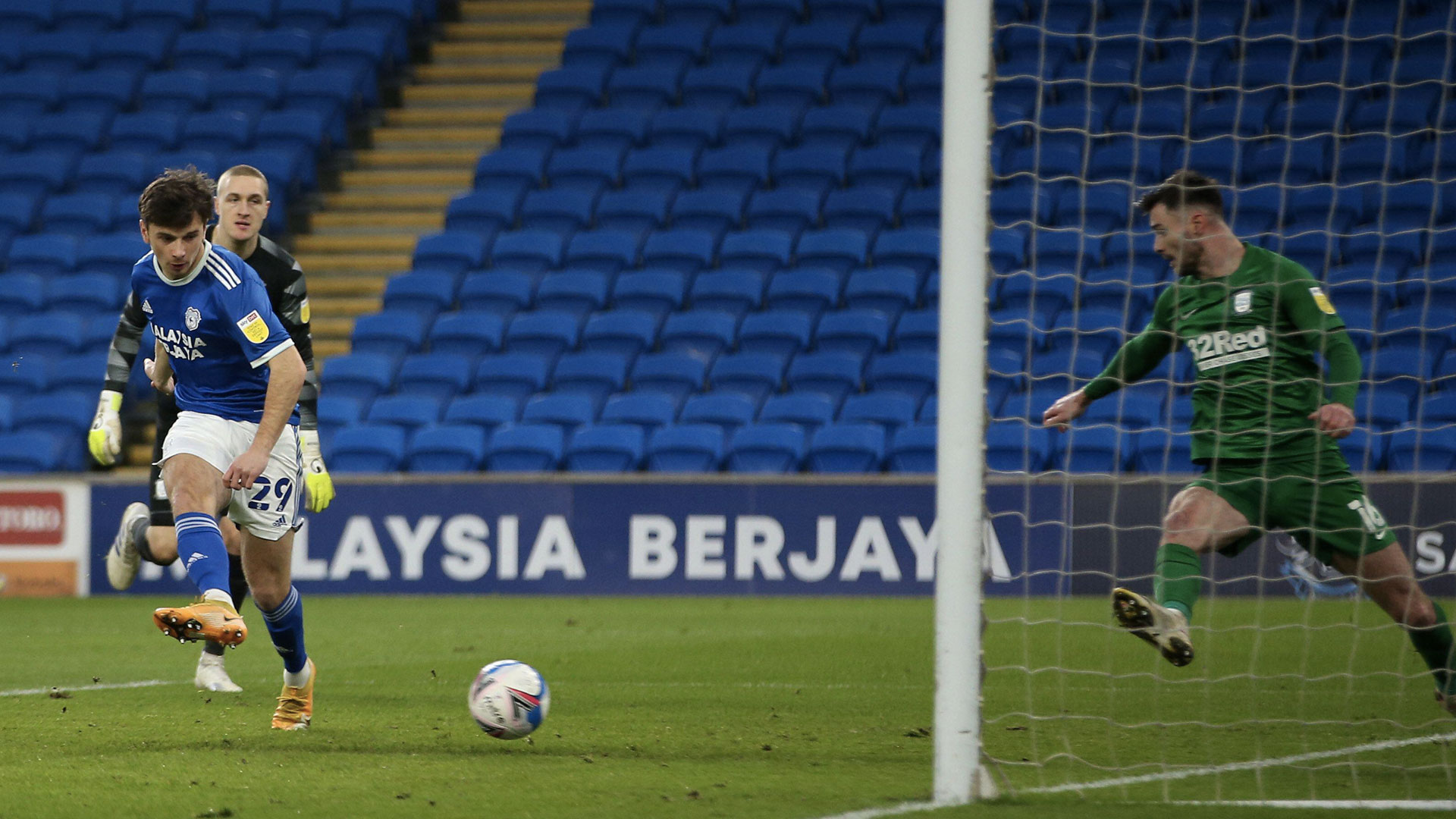 Mark Harris scores against Preston...