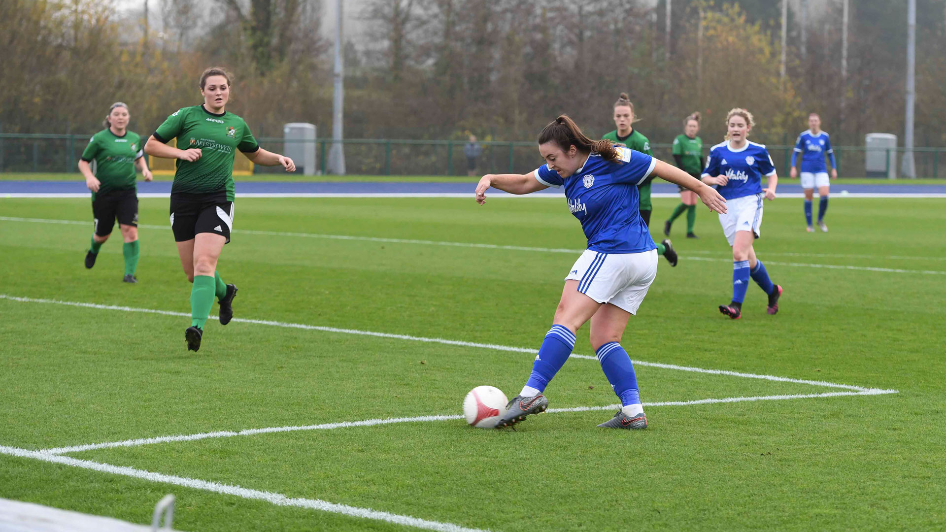 Catherine Walsh shoots during our match with Aberystwyth...