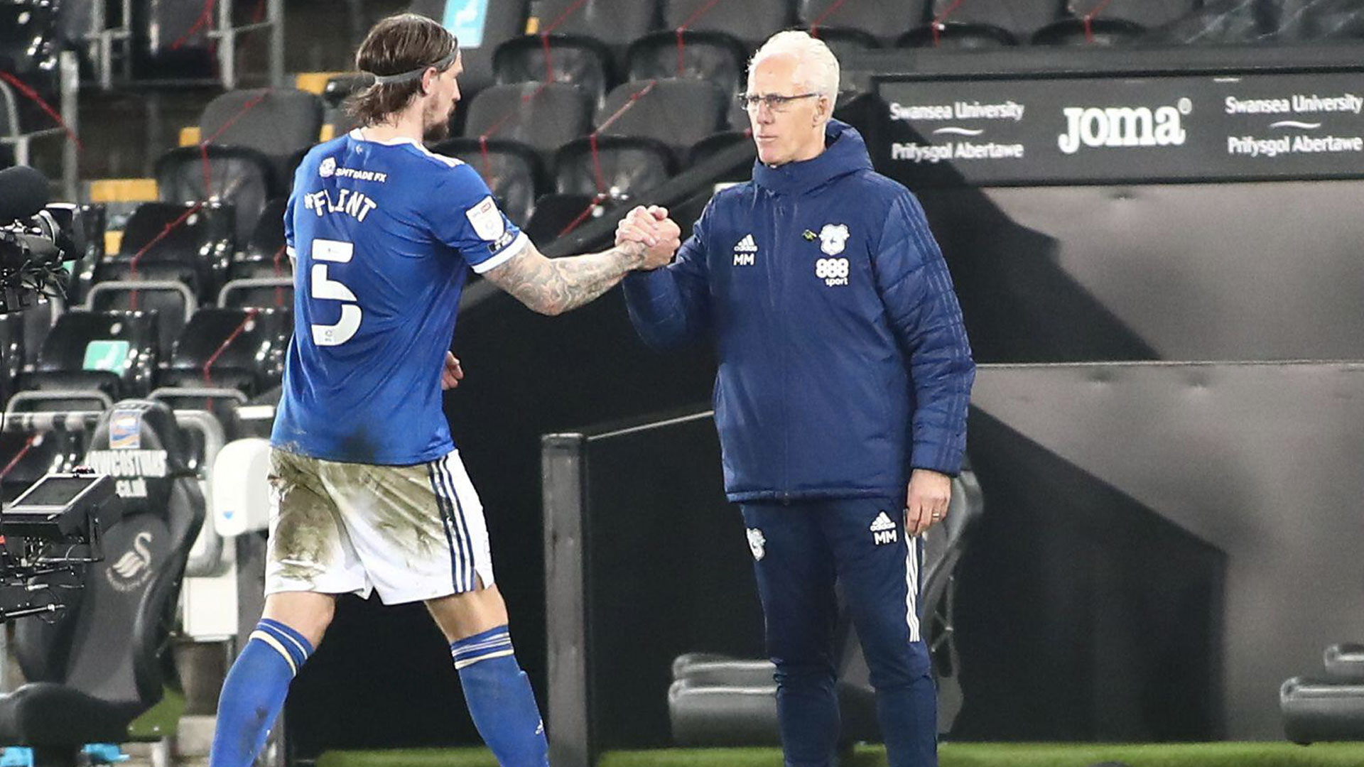 Aden Flint with City boss Mick McCarthy...