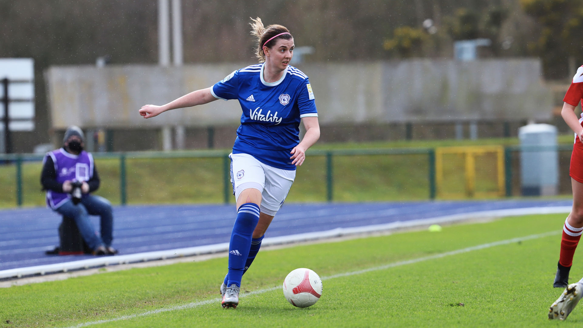 Zoe Atkins in action at Cardiff International Sports Campus...