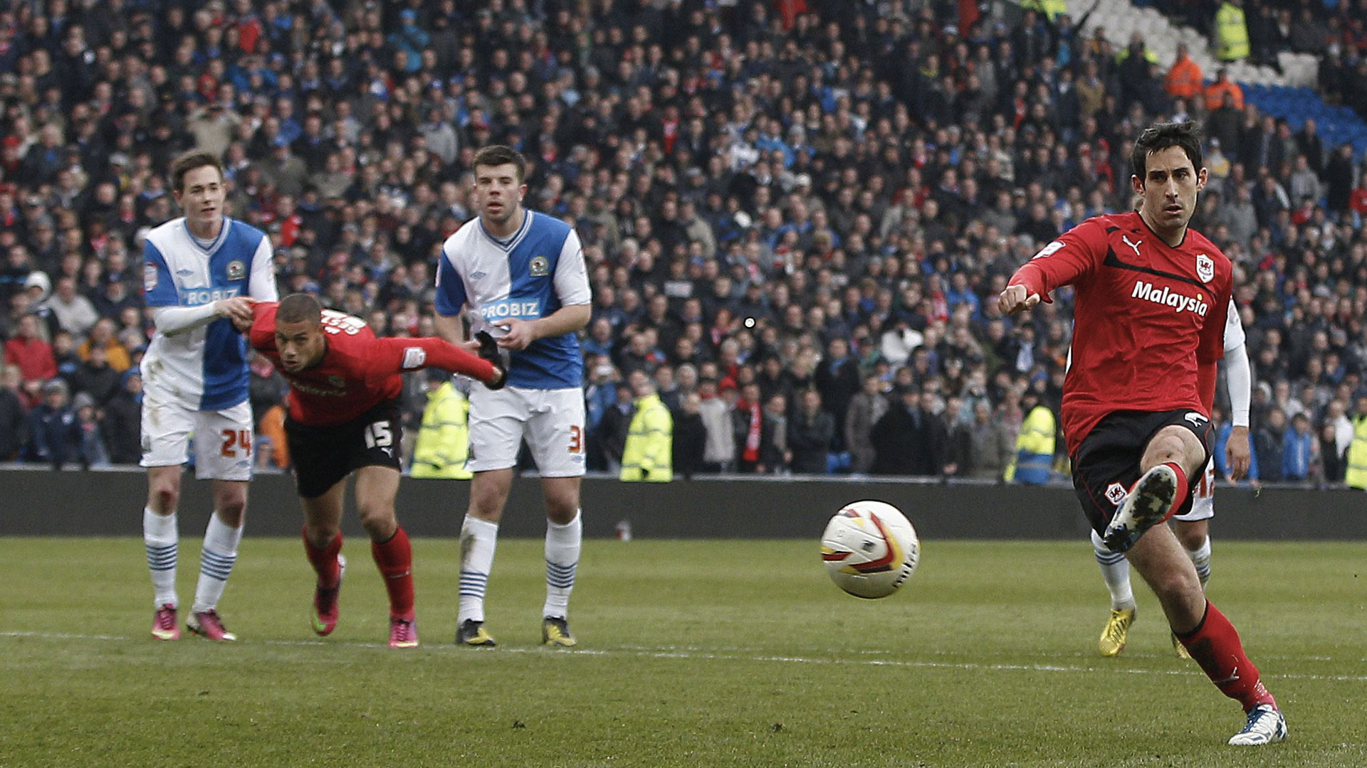 Whitts scores a penalty against Blackburn Rovers...