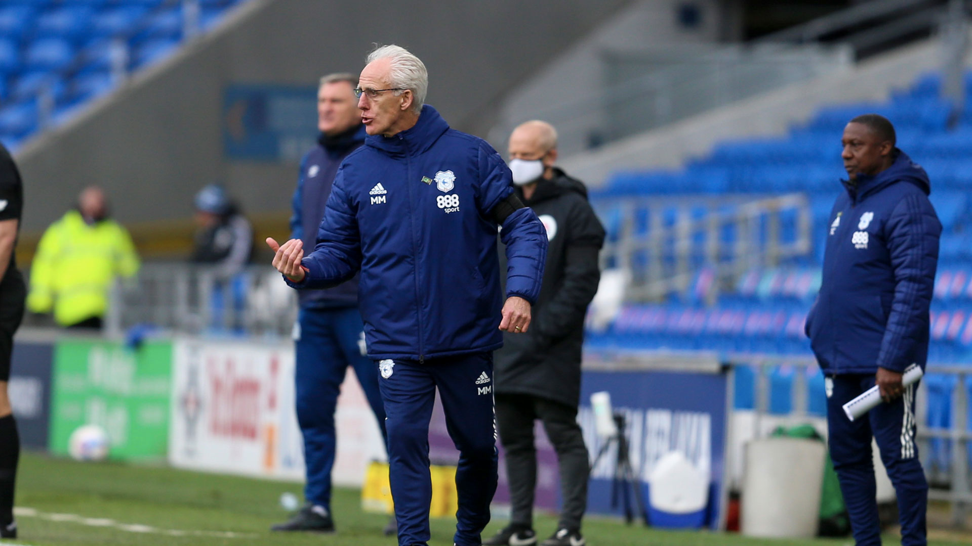 Mick McCarthy on the touchline at CCS...