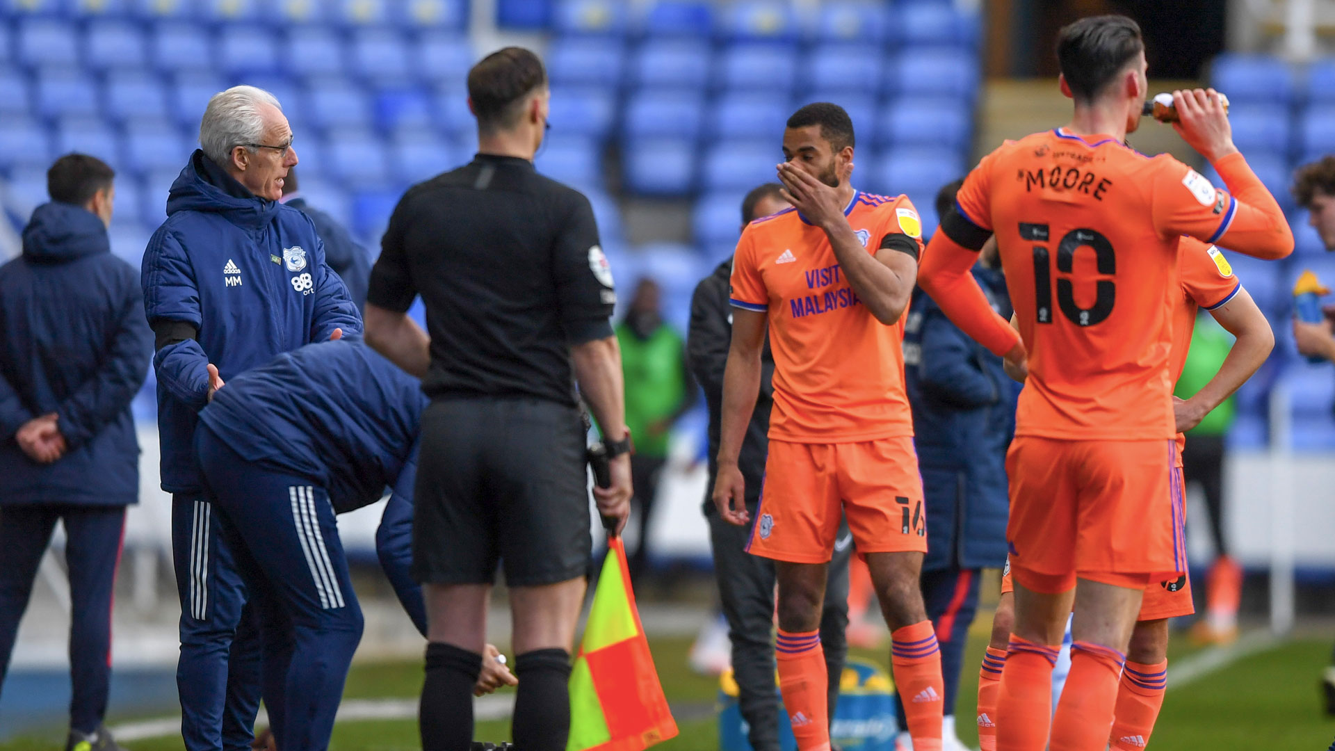 Mick on the touchline at the Madejski...