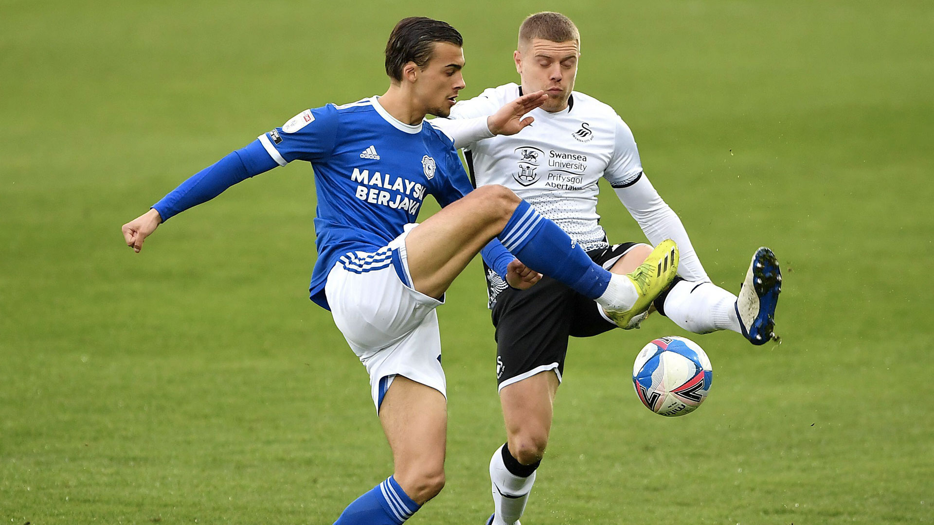 Tom Sang in action against Swansea City...