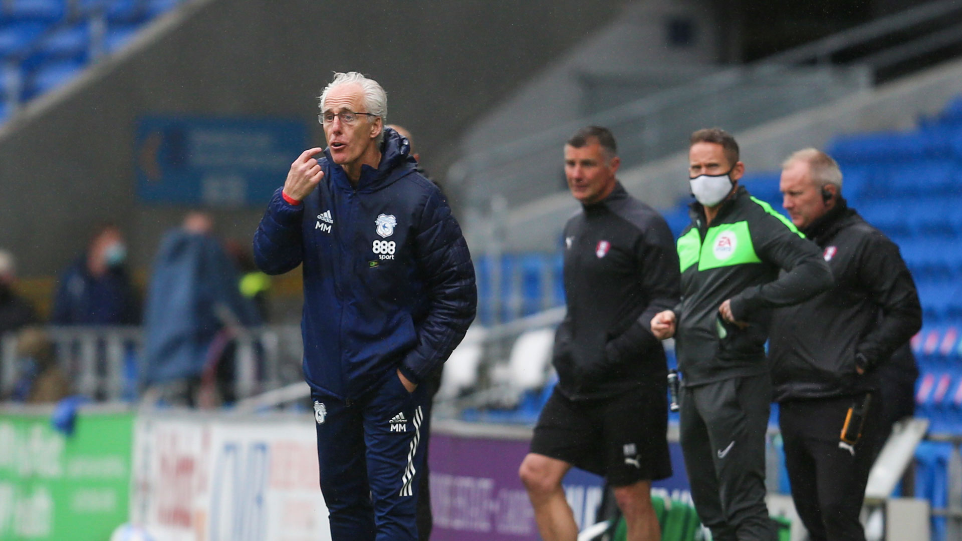 Mick McCarthy on the touchline at CCS...