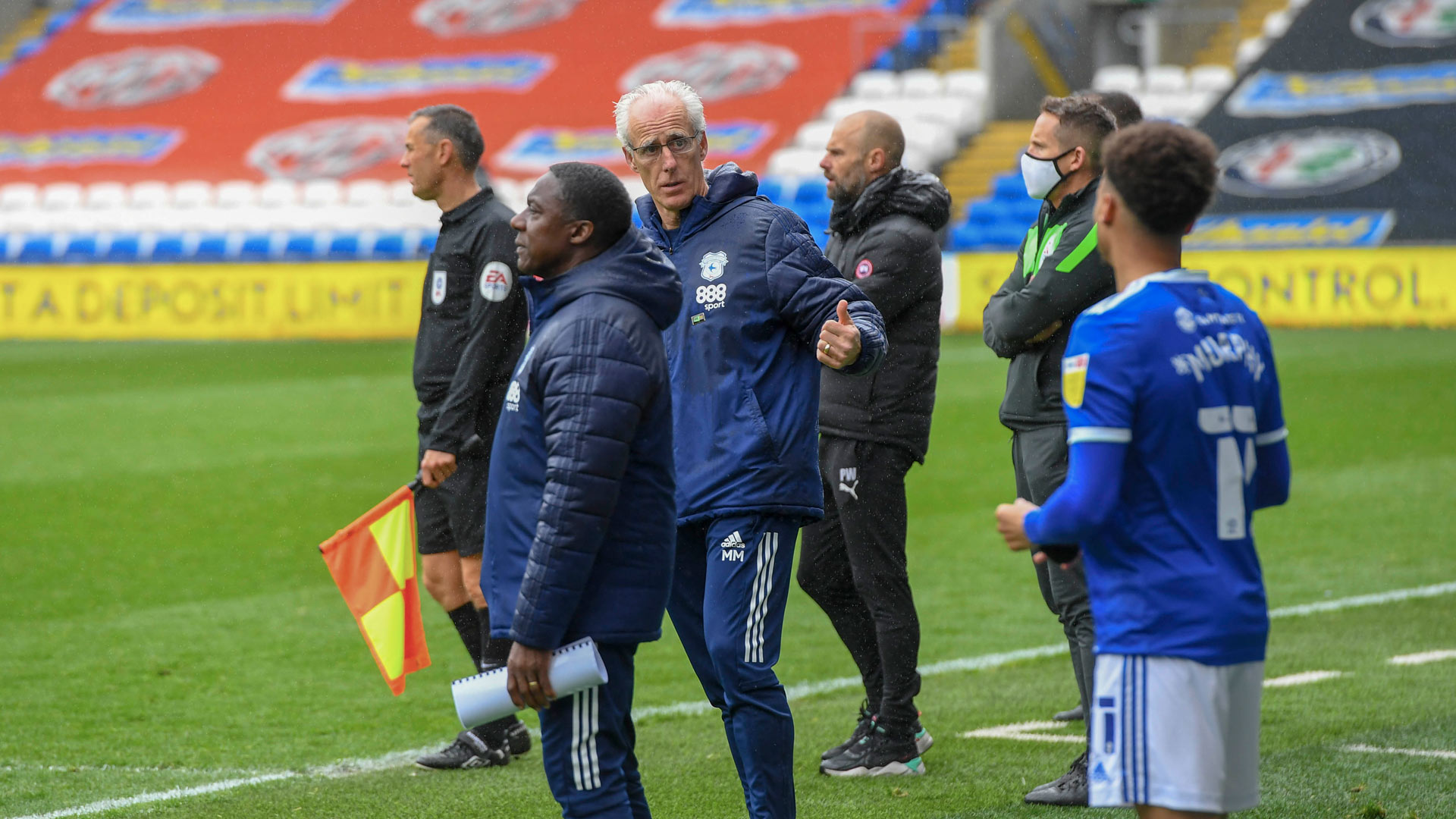 Mick McCarthy on the touchline at CCS...