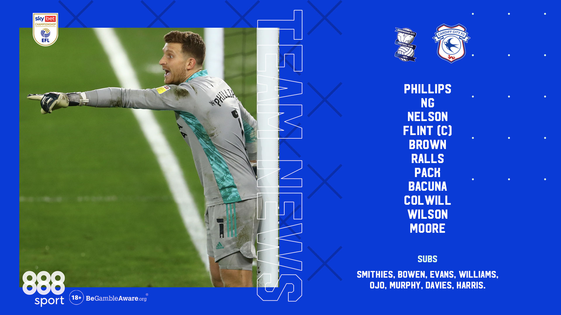 This is how the Bluebirds line-up against Birmingham City...