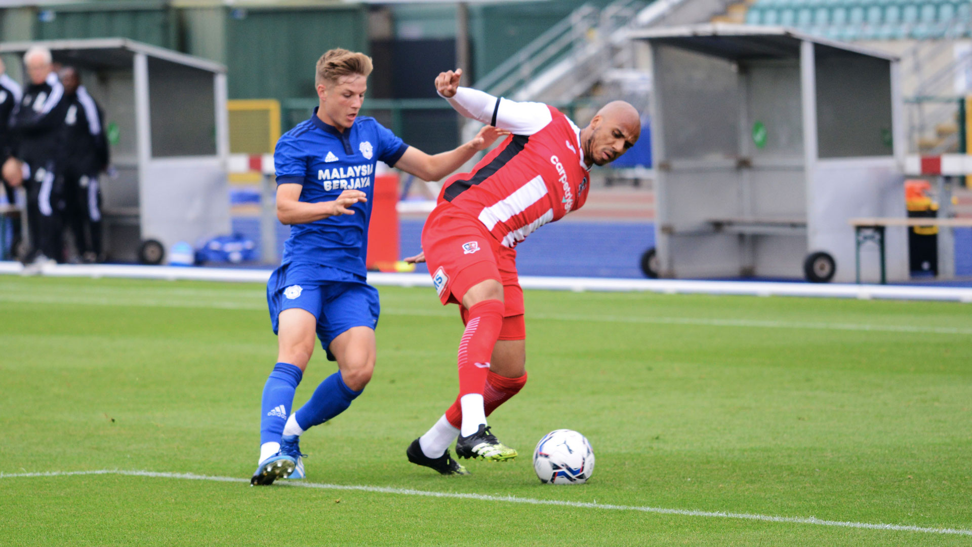 Tom Davies in action against Exeter City...