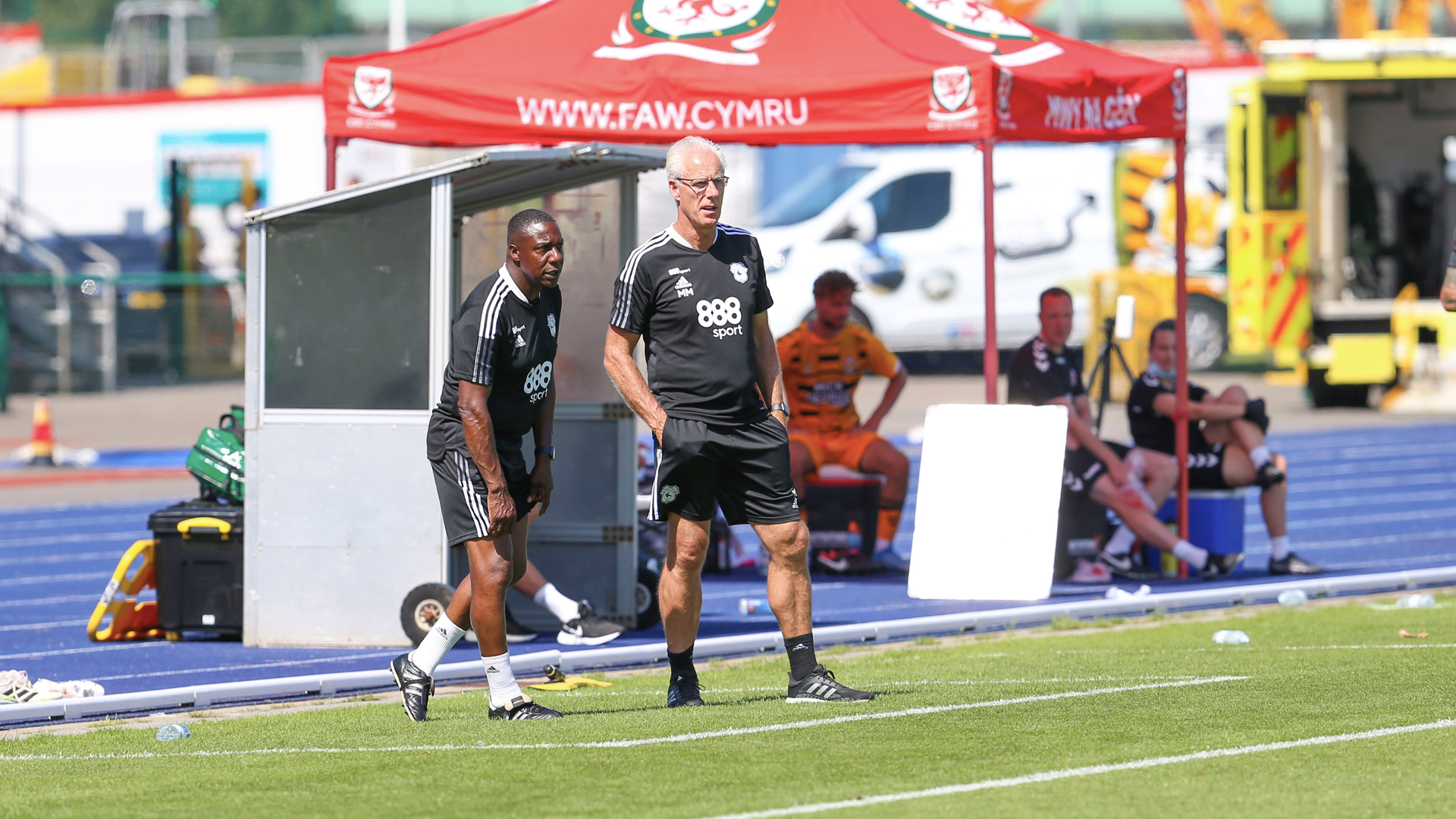 Mick McCarthy on the touchline at Leckwith...