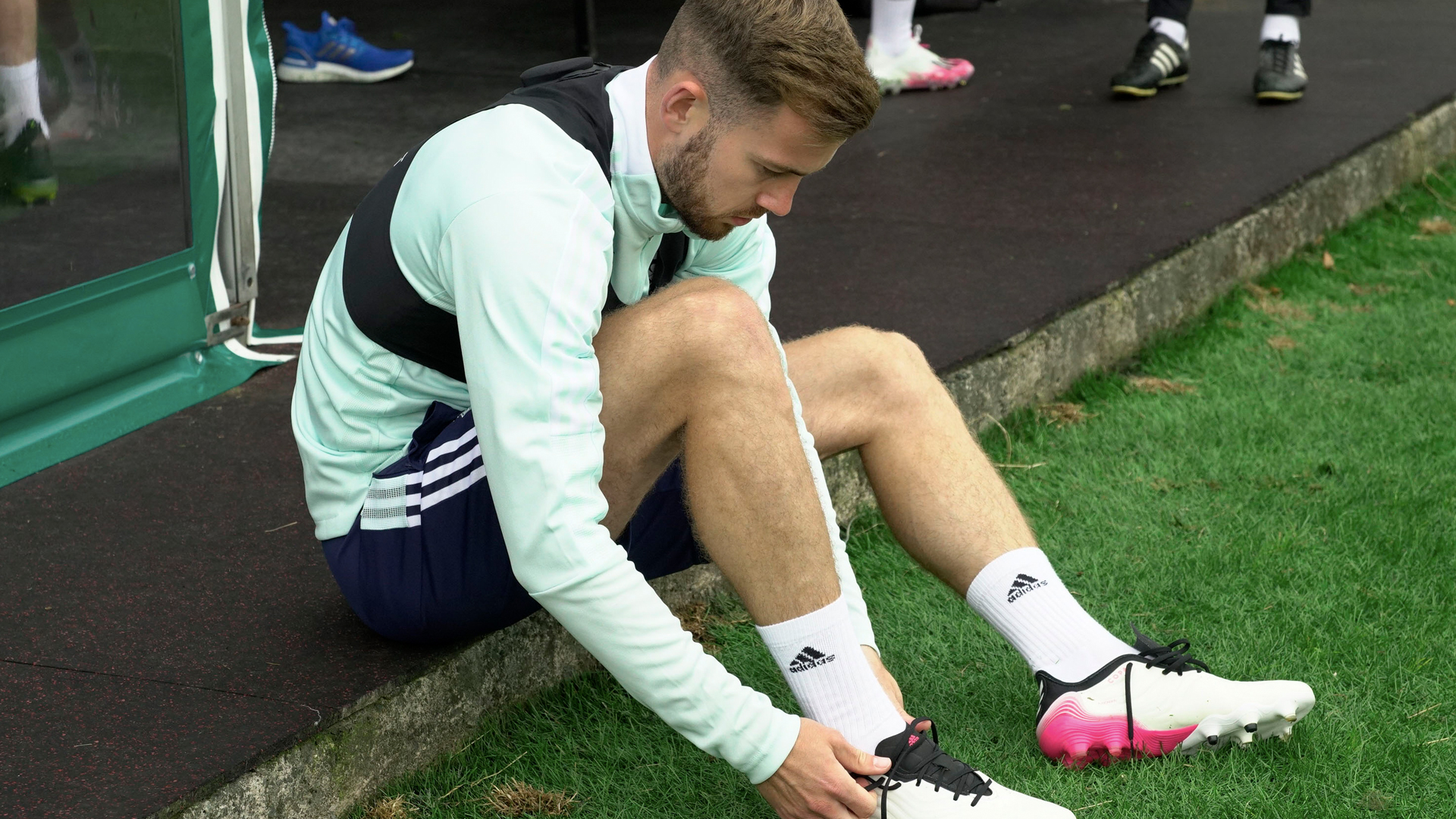 Joe Ralls prepares for training...