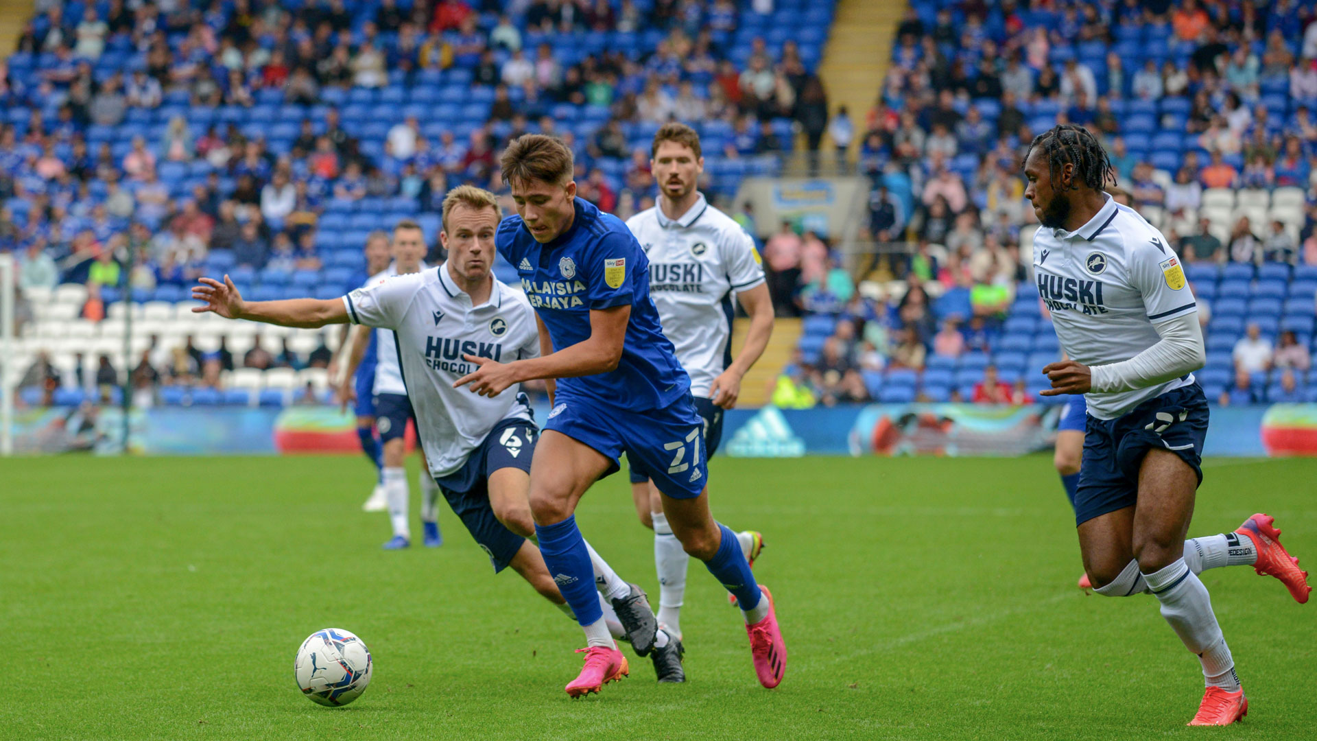 Rubin Colwill in action for the Bluebirds...