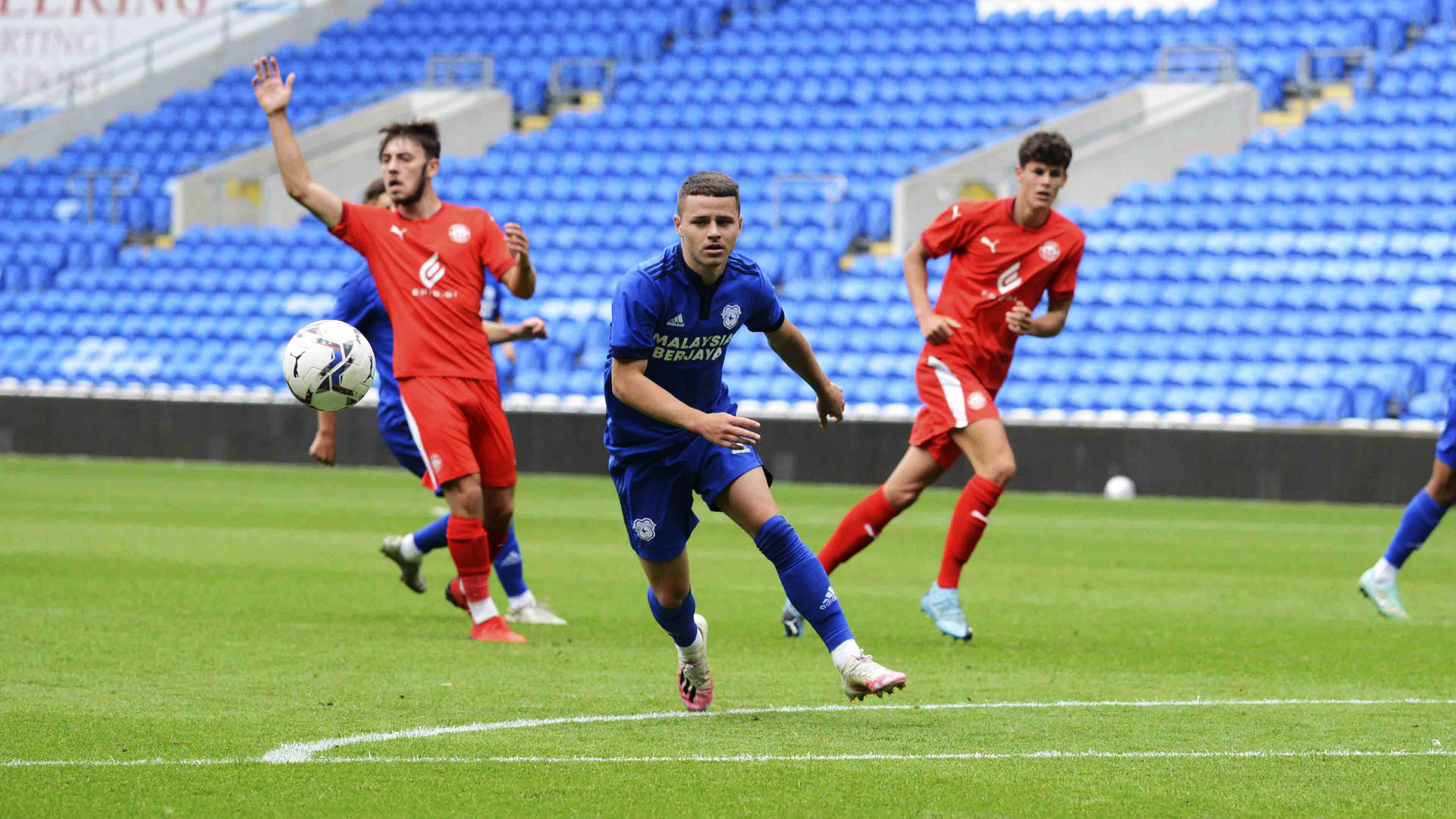 Kieron Evans in action for City's U23 side against Wigan...