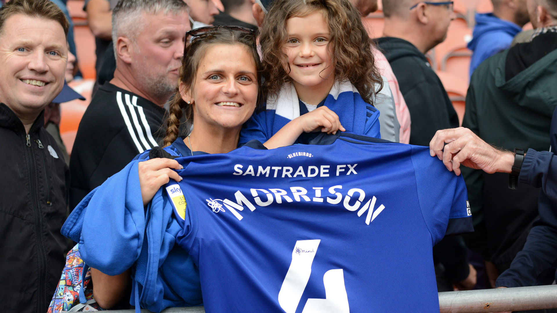 The fans celebrate our win at Blackpool...