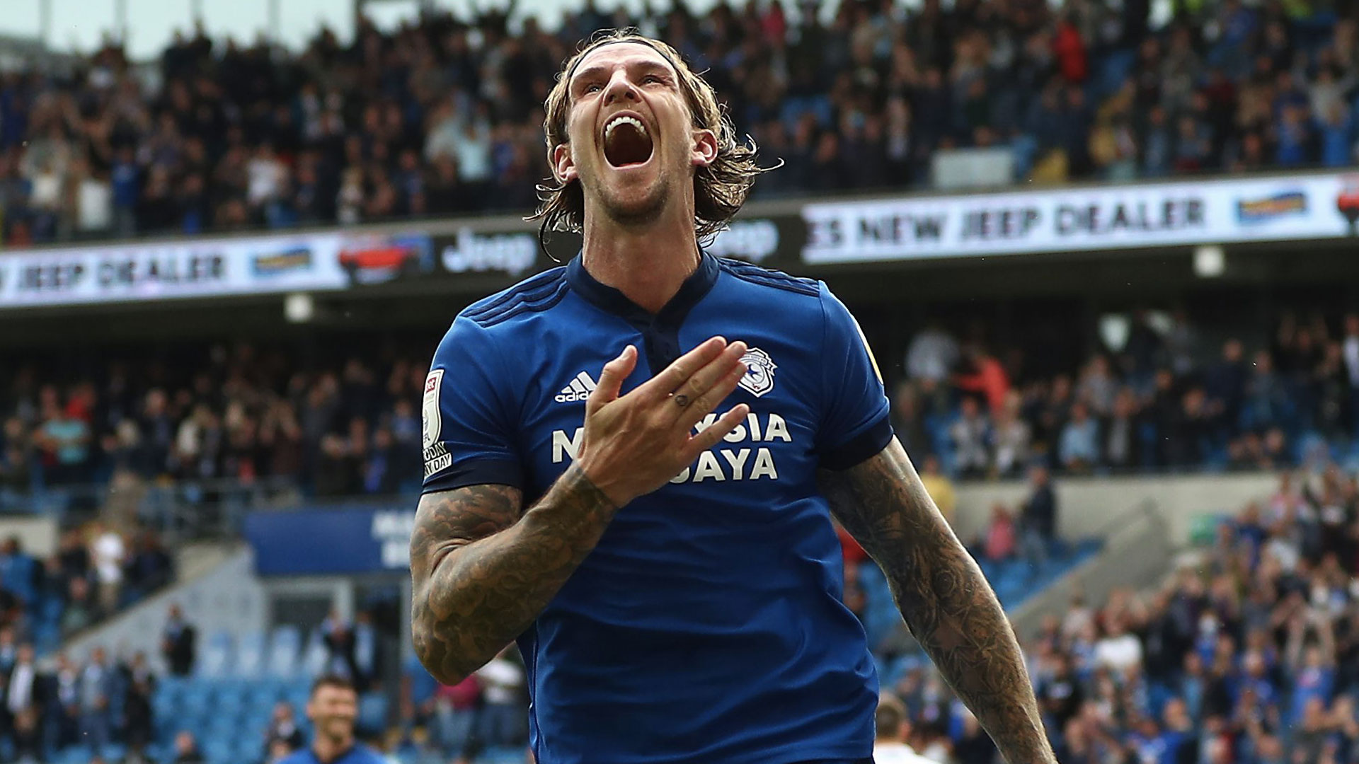 Aden Flint celebrates his goal at CCS...