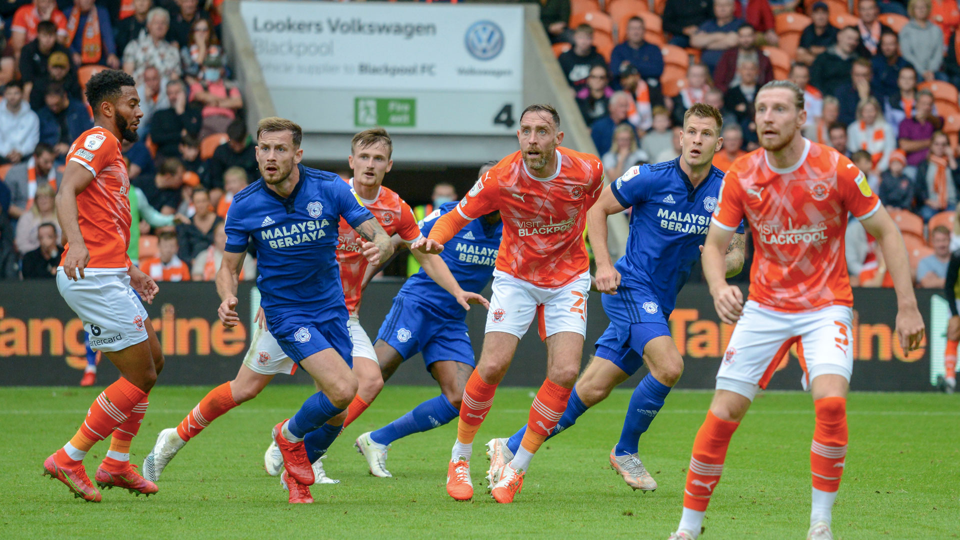 James Collins in action for City at Bloomfield Road...