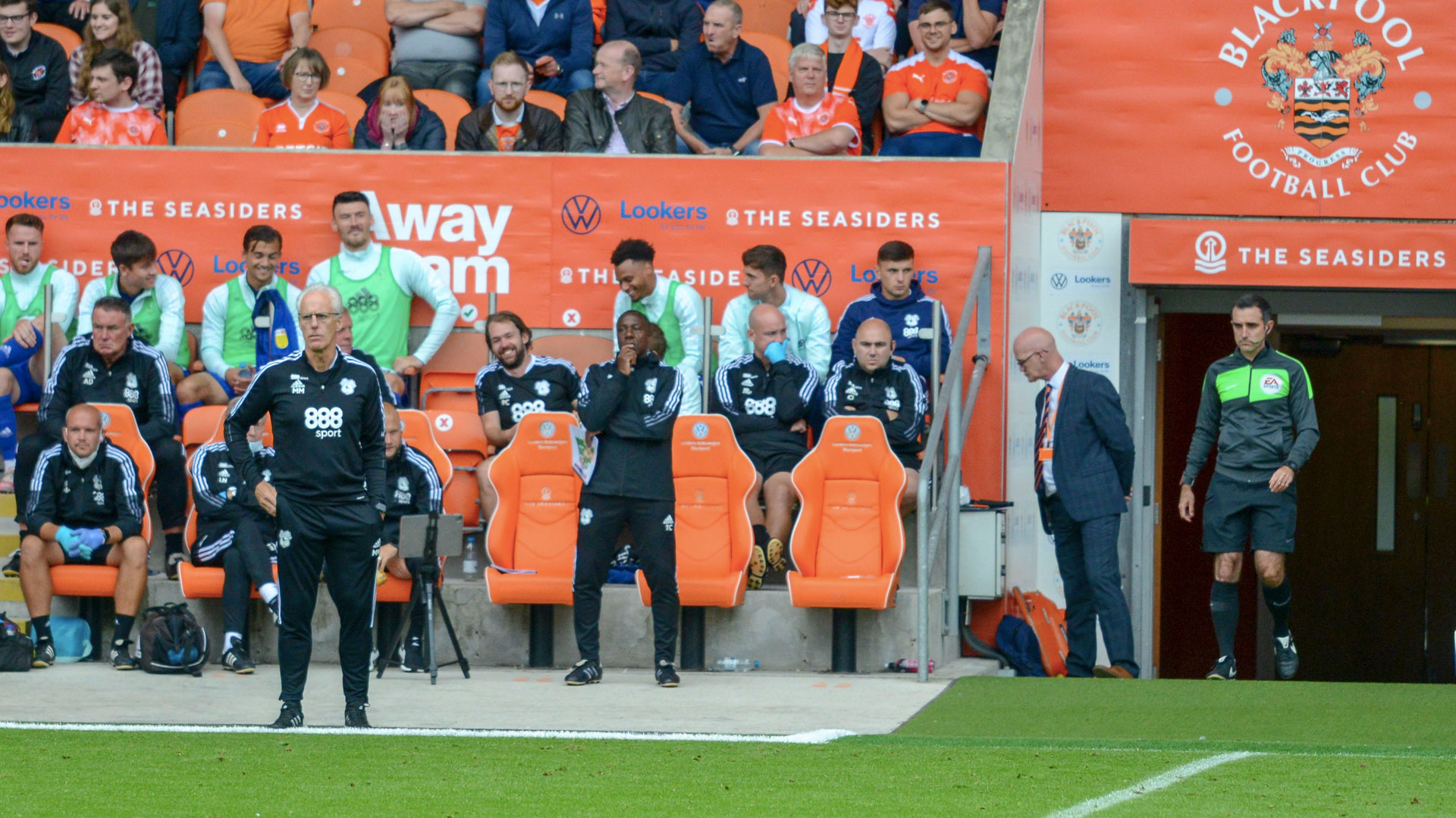 Mick McCarthy on the touchline at Bloomfield Road...