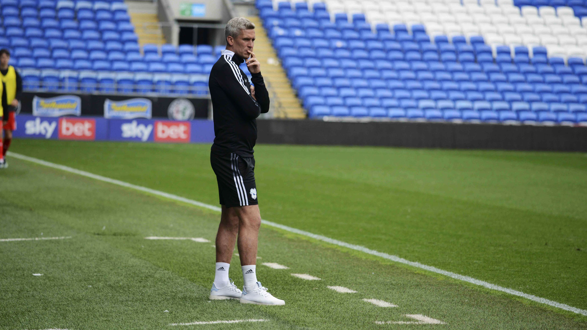 Steve Morison on the touchline at CCS...