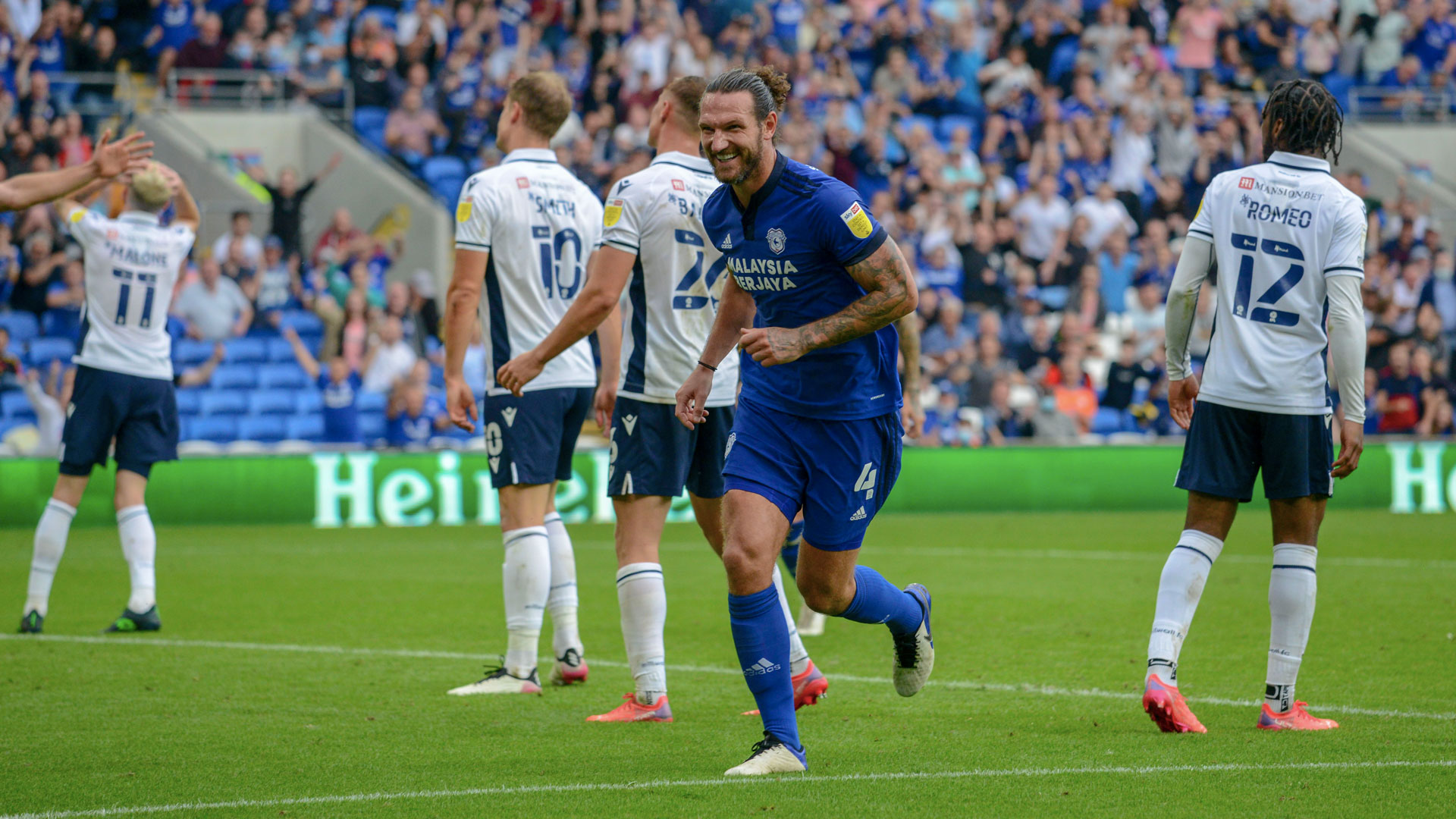 Morrison celebrates his goal against Millwall...