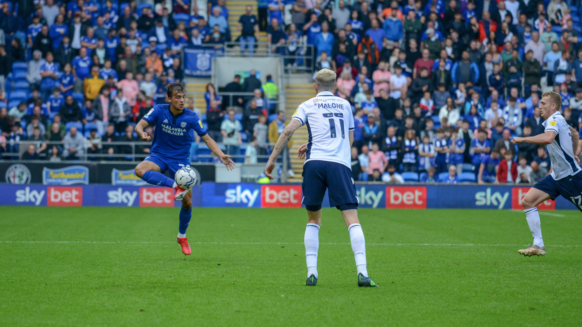 Tom Sang in action against Millwall...