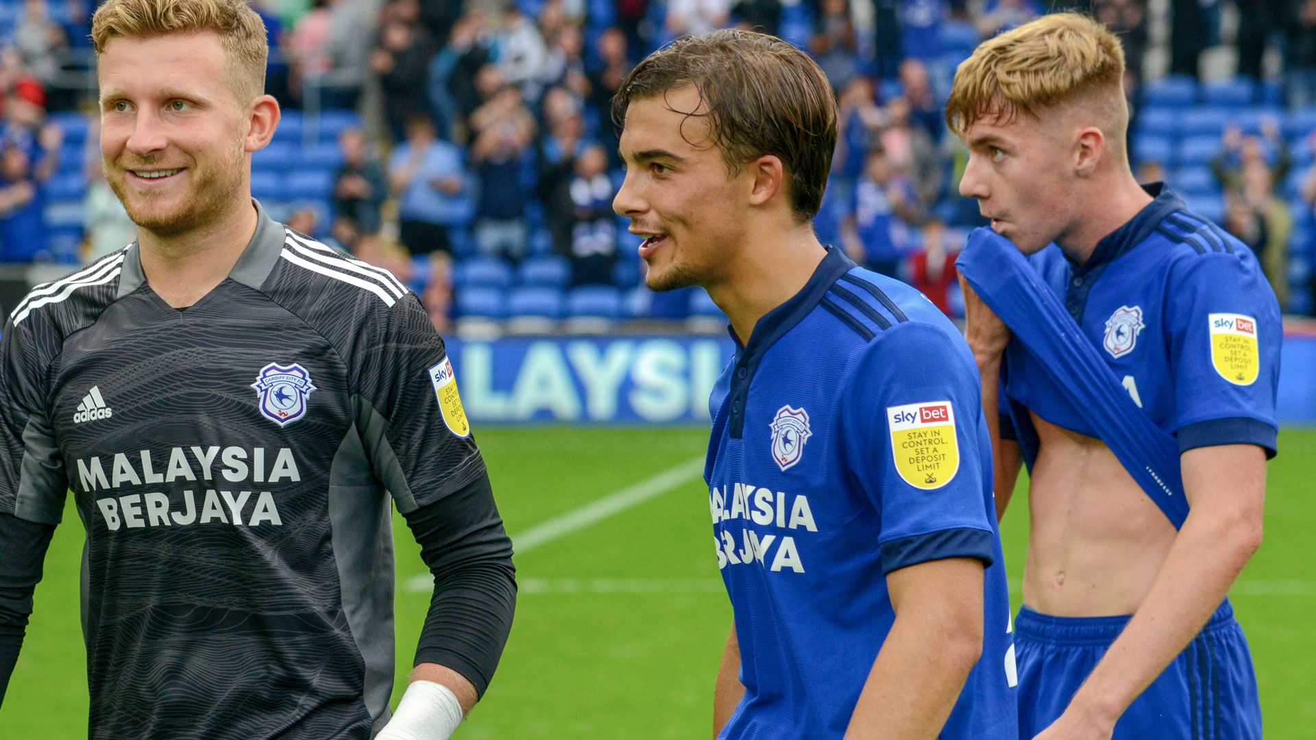 Tom Sang celebrates after our win with Millwall...