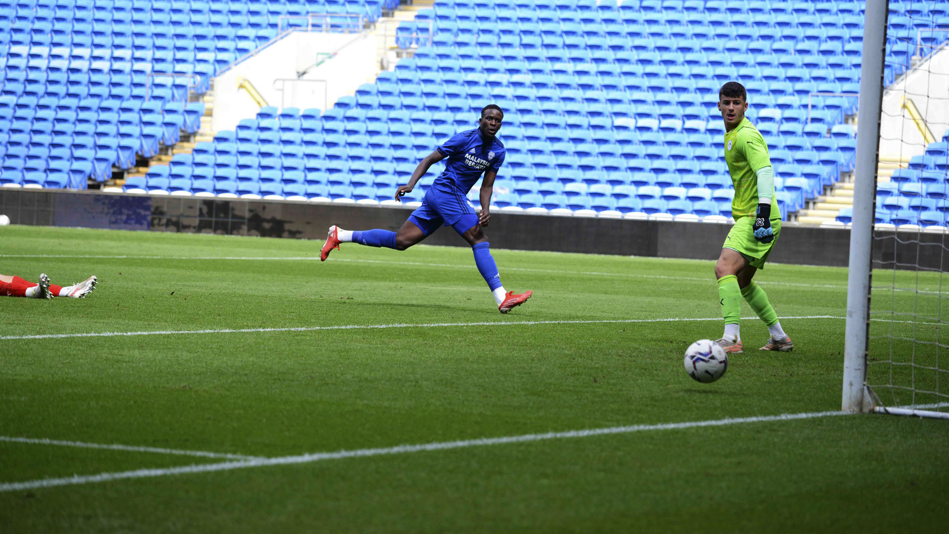 Chanka Zimba hits the post against Wigan...