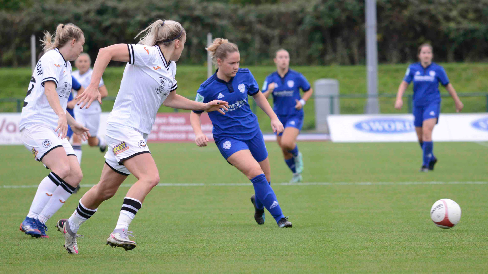 Phoebie Poole in action for City against Swansea City...
