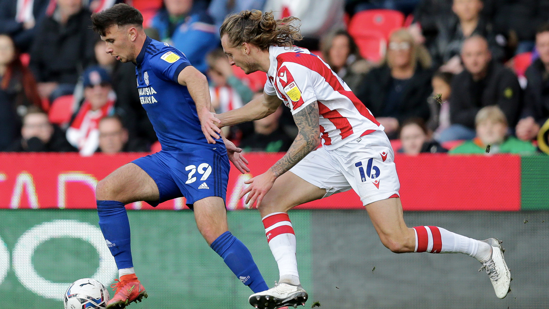 Mark Harris in action against Stoke City...