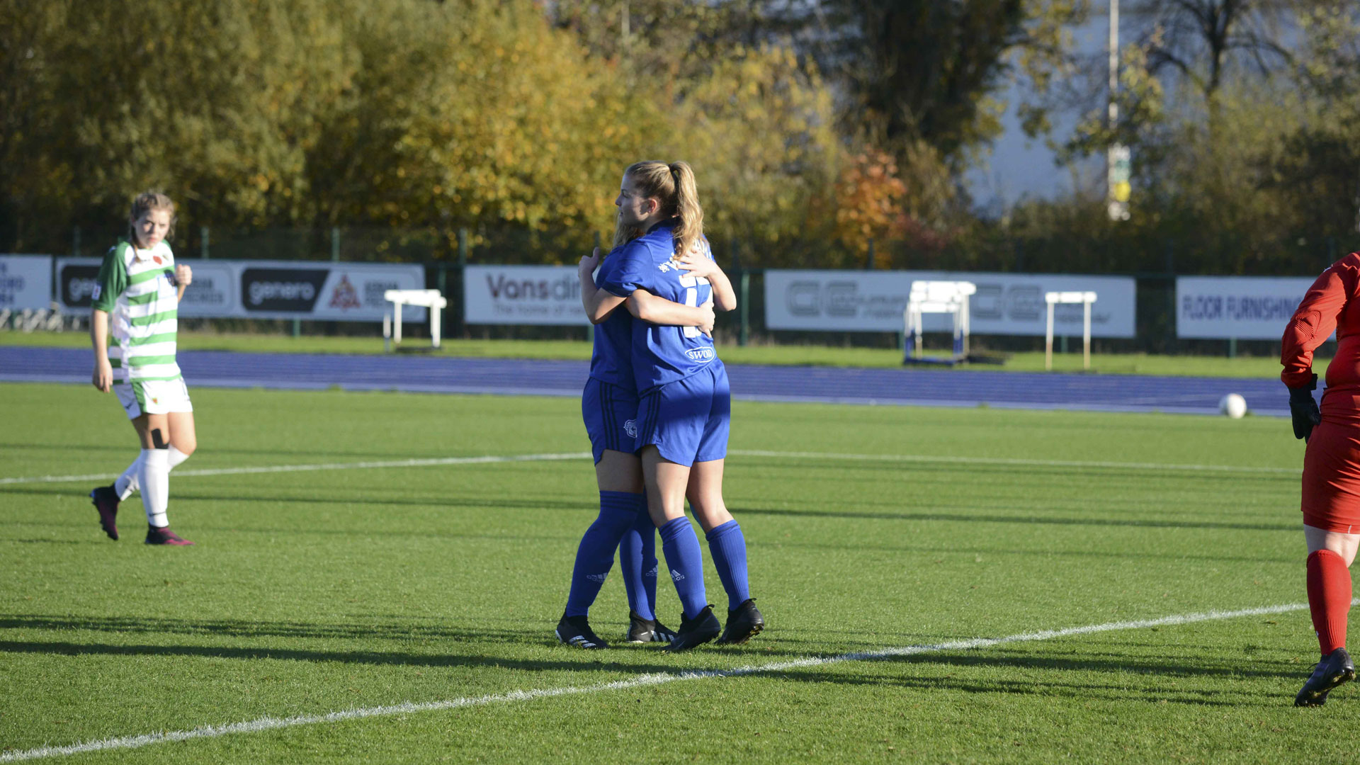 Amy Williams celebrates her goal against TNS...
