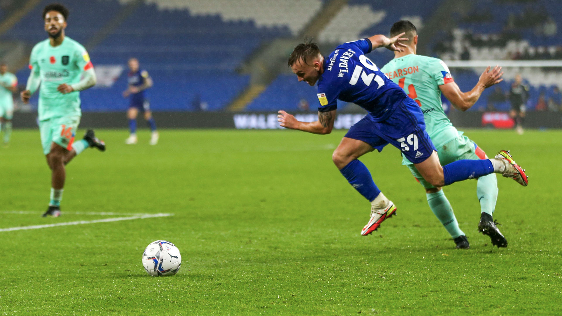 Isaak Davies in action for City at CCS...