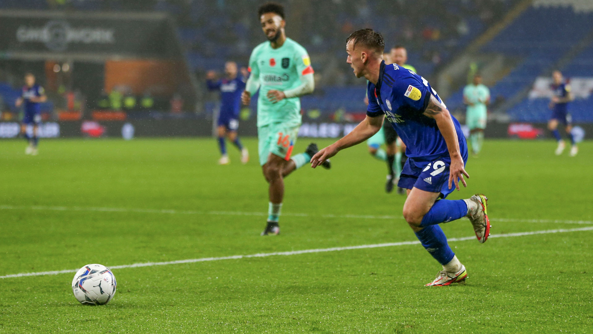 Isaak Davies in action for City at CCS...