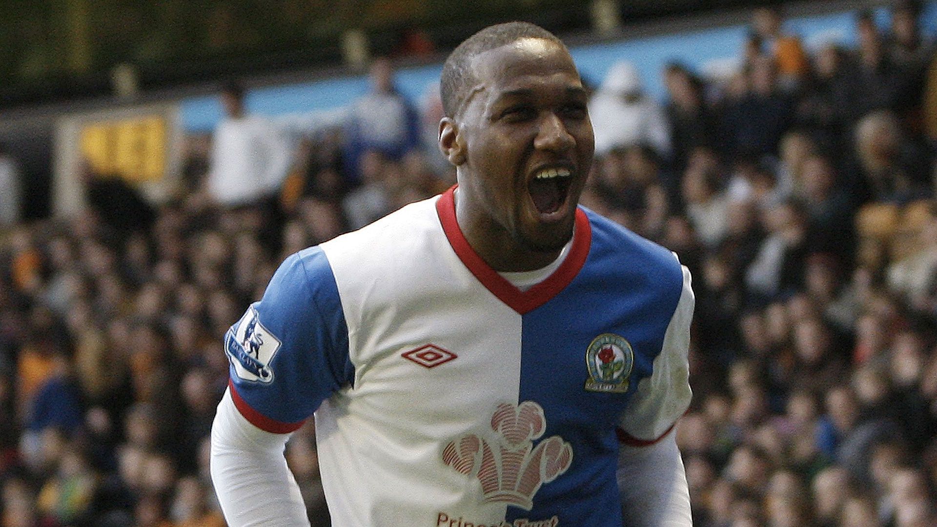 Junior Hoilett celebrates a goal for Blackburn Rovers...