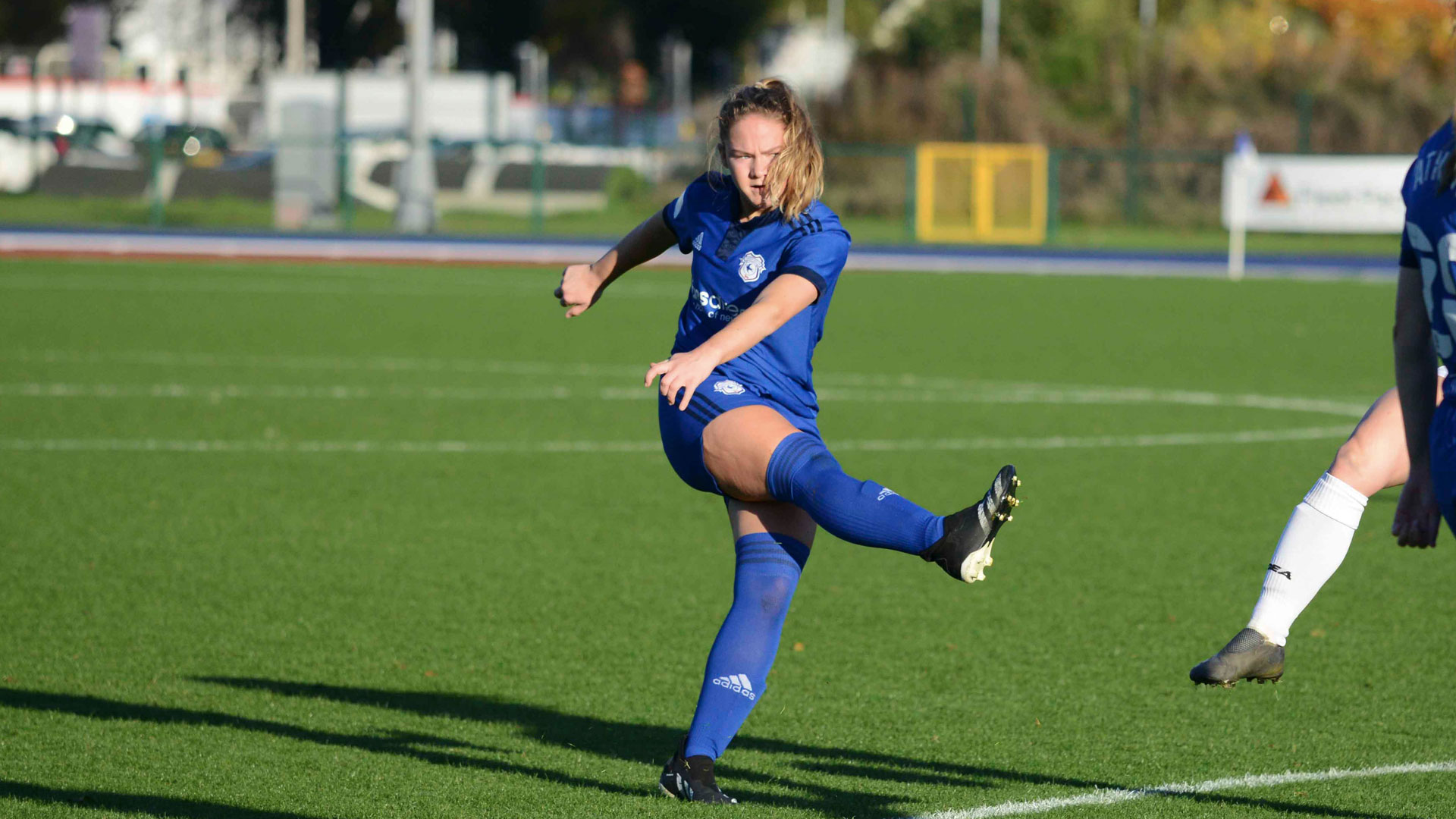 Phoebie Poole shoots at goal...